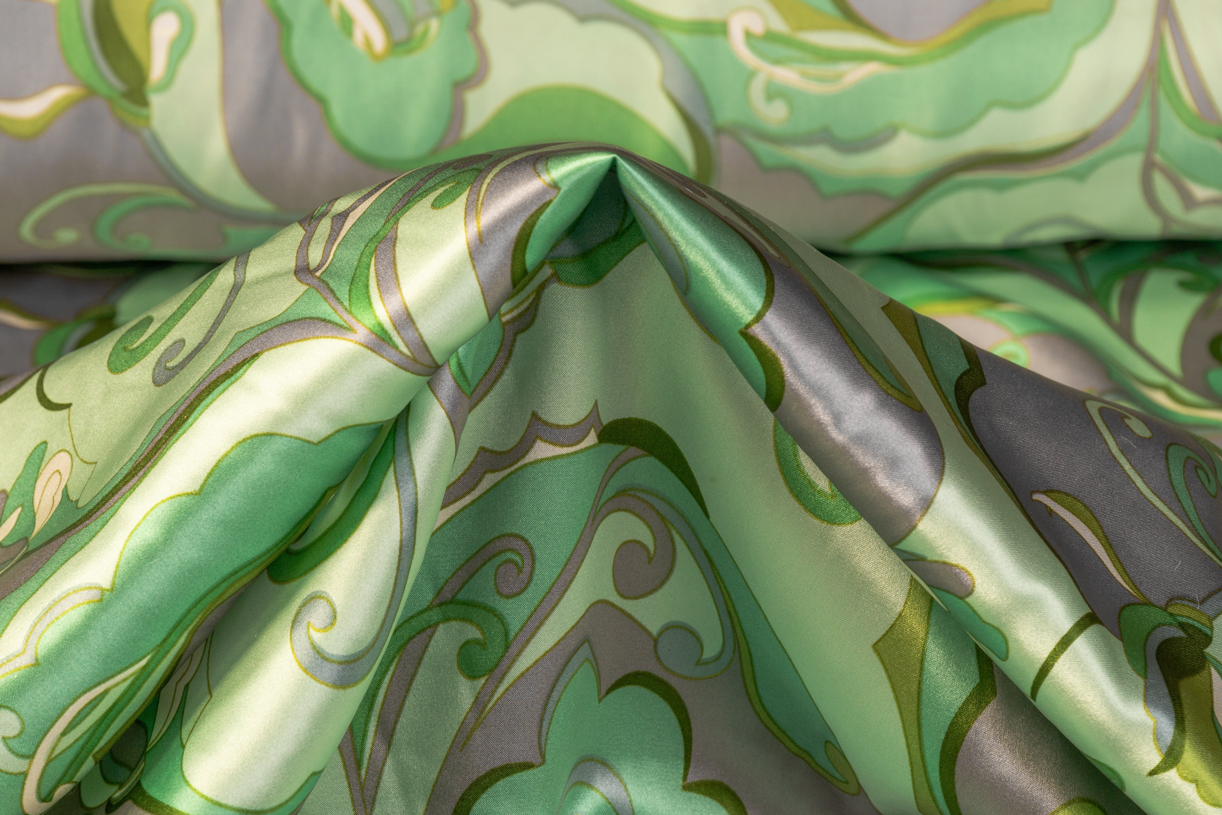 Abstract Silk Charmeuse - Green