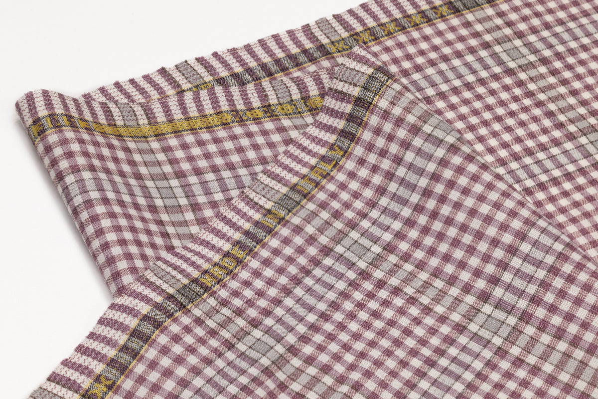 Ermengildo Zegna - Checked Italian Wool Linen Silk Suiting - Mauve / Gray