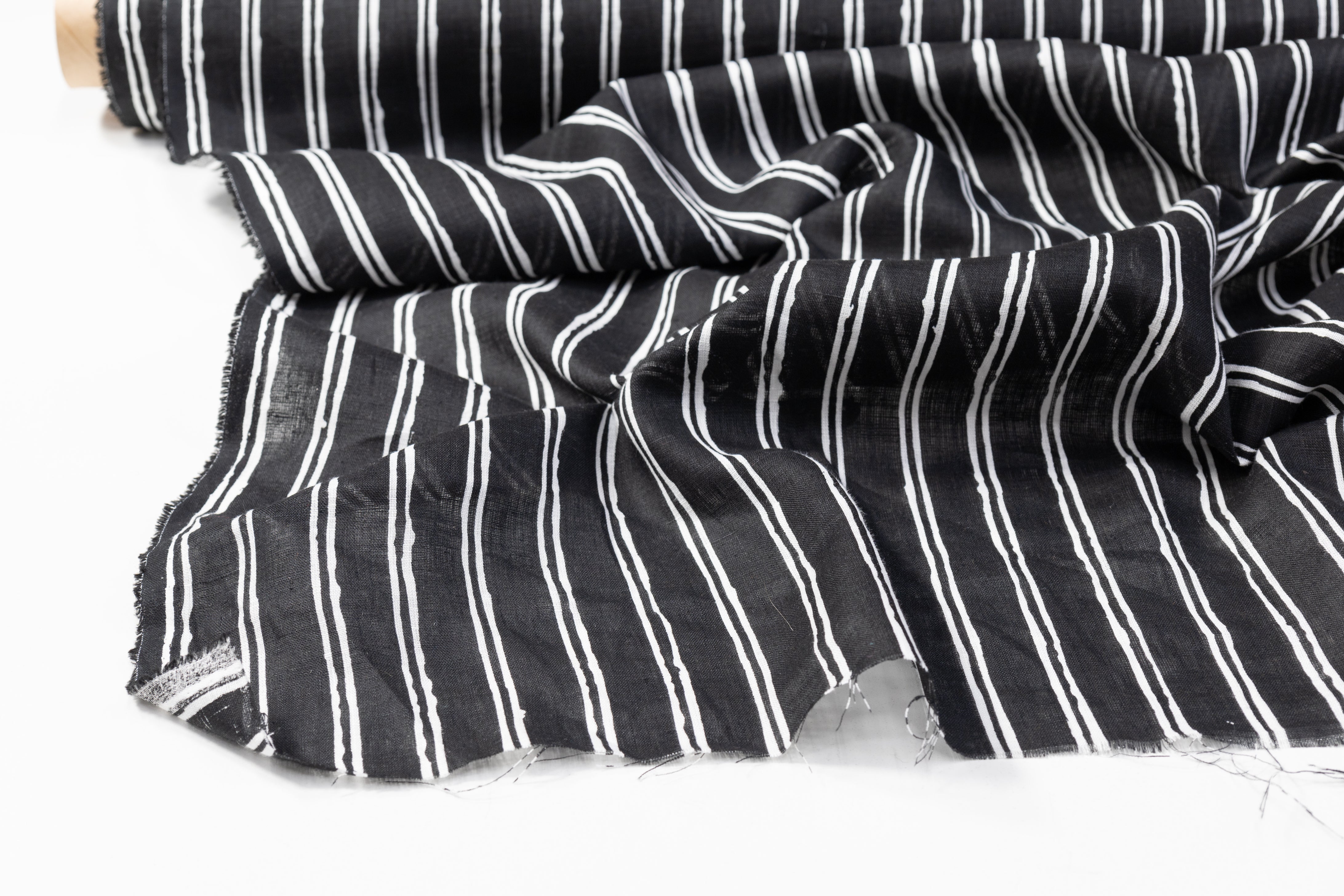 Striped Italian Linen - Black / White