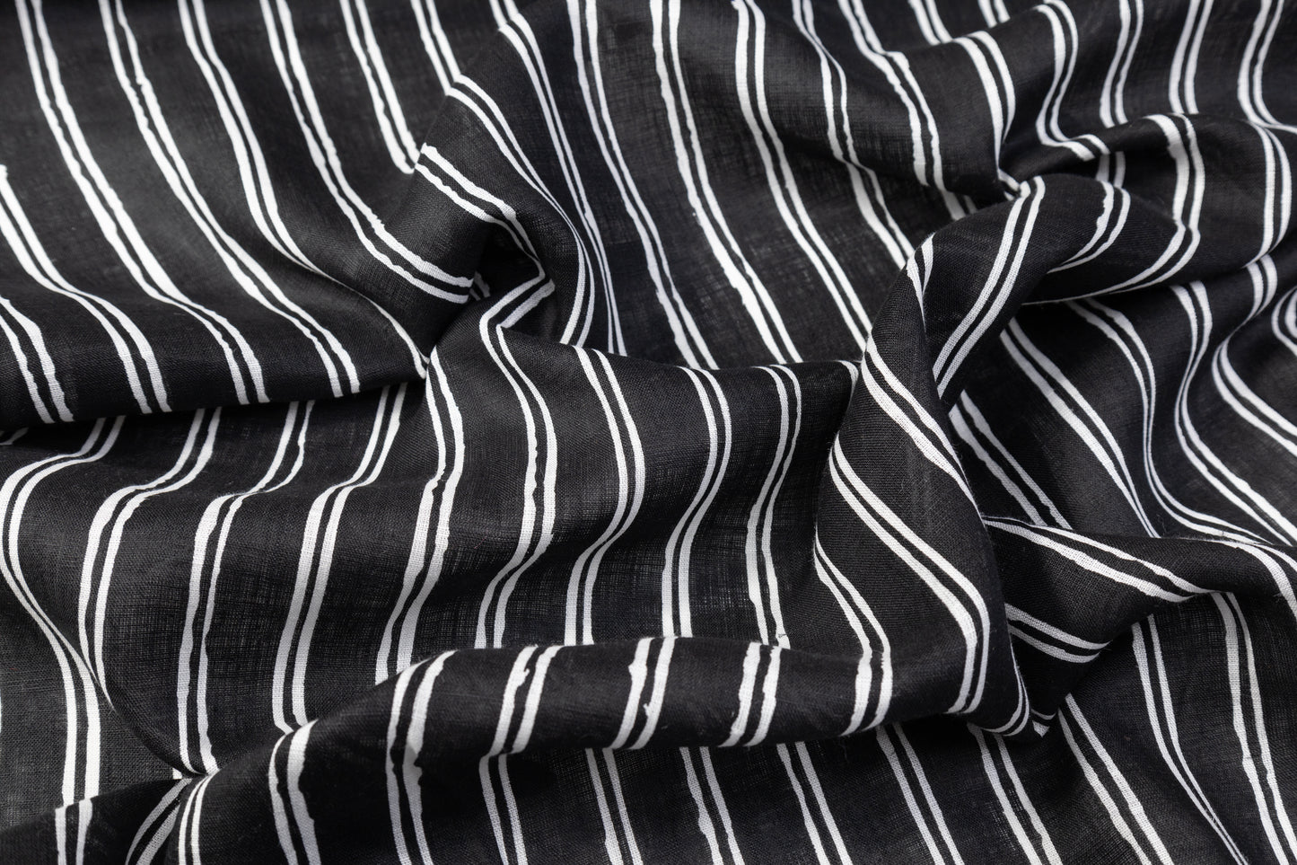Striped Italian Linen - Black / White