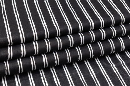 Striped Italian Linen - Black / White