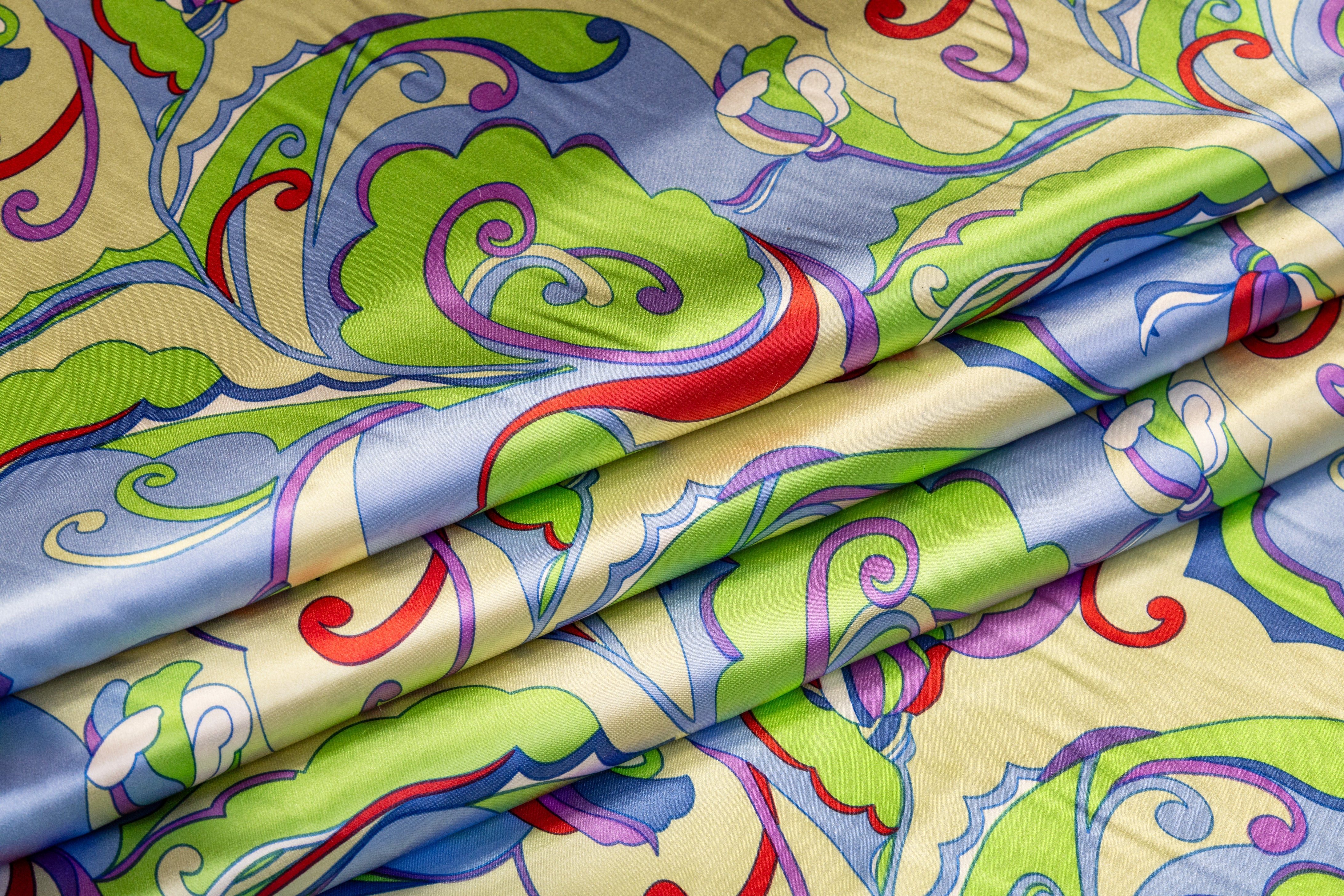 Abstract Silk Charmeuse - Blue / Green