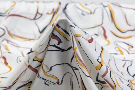 Abstract Italian Viscose Challis - White / Multicolor