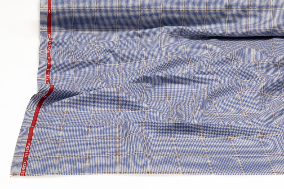 Piacenza - Checked Italian Cashmere Silk Suiting - Blue