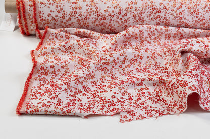 Ditsy Floral Metallic Brocade - Red / Gold / White
