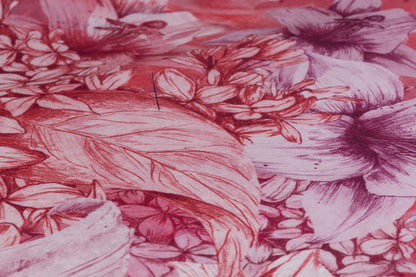 Floral Italian Silk Mikado - Rosy Pink