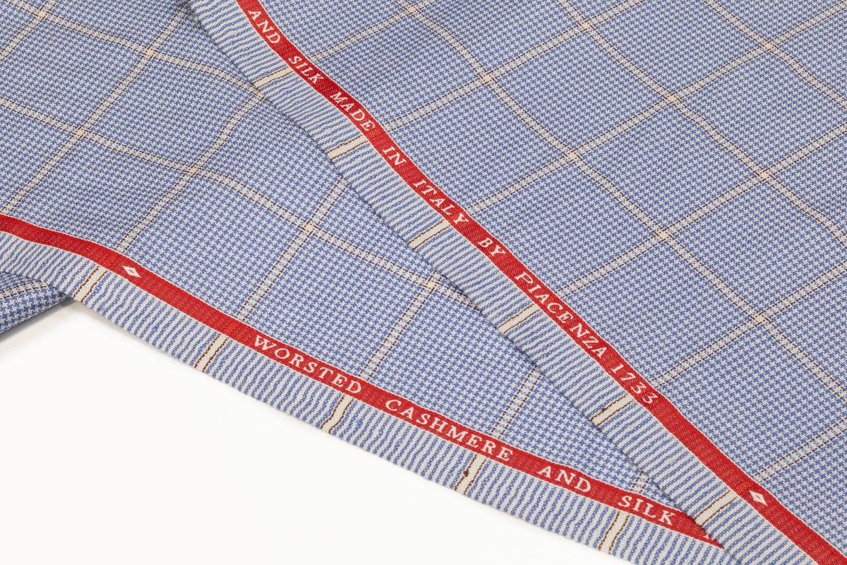 Piacenza - Checked Italian Cashmere Silk Suiting - Blue
