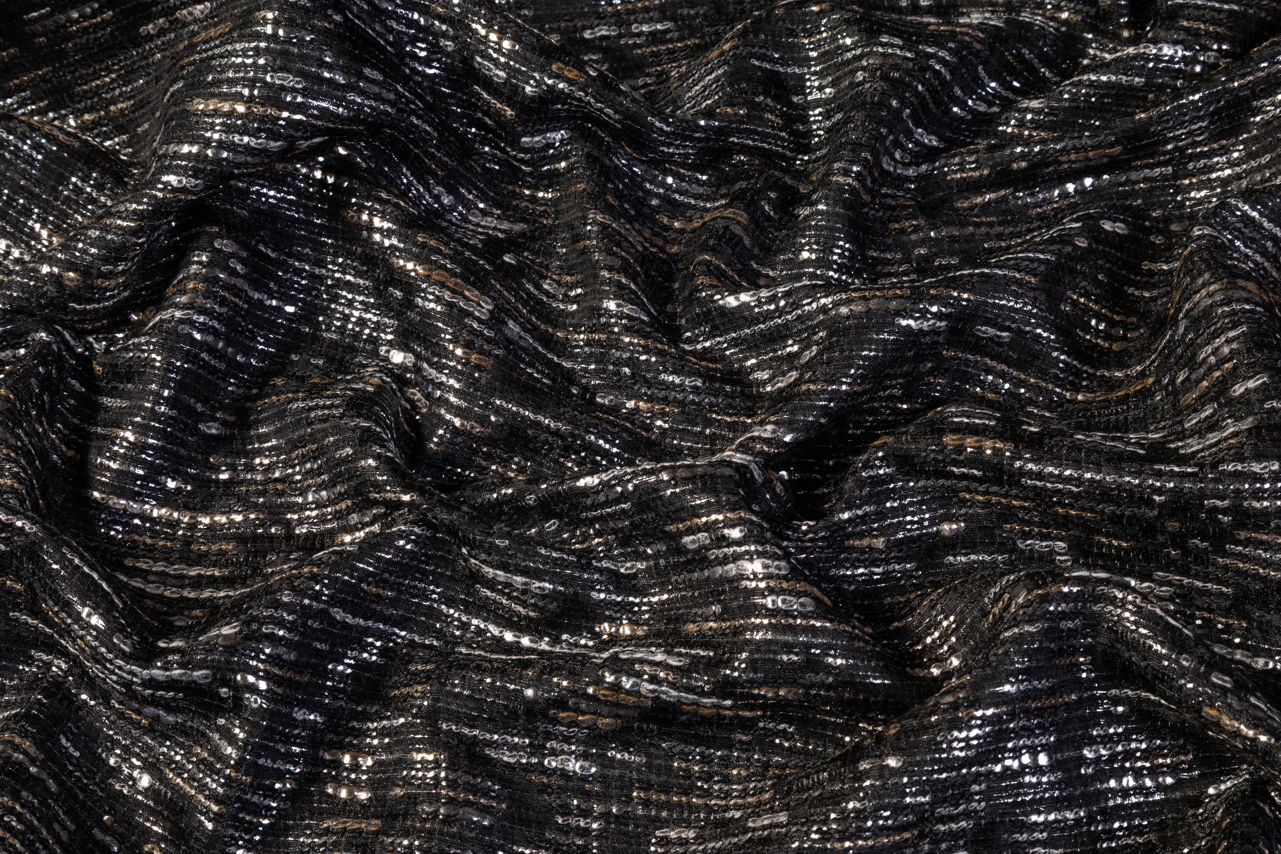 Laminated Italian Tweed - Silver / Gray