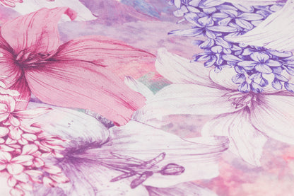 Floral Italian Silk Faille - Purple / Pink