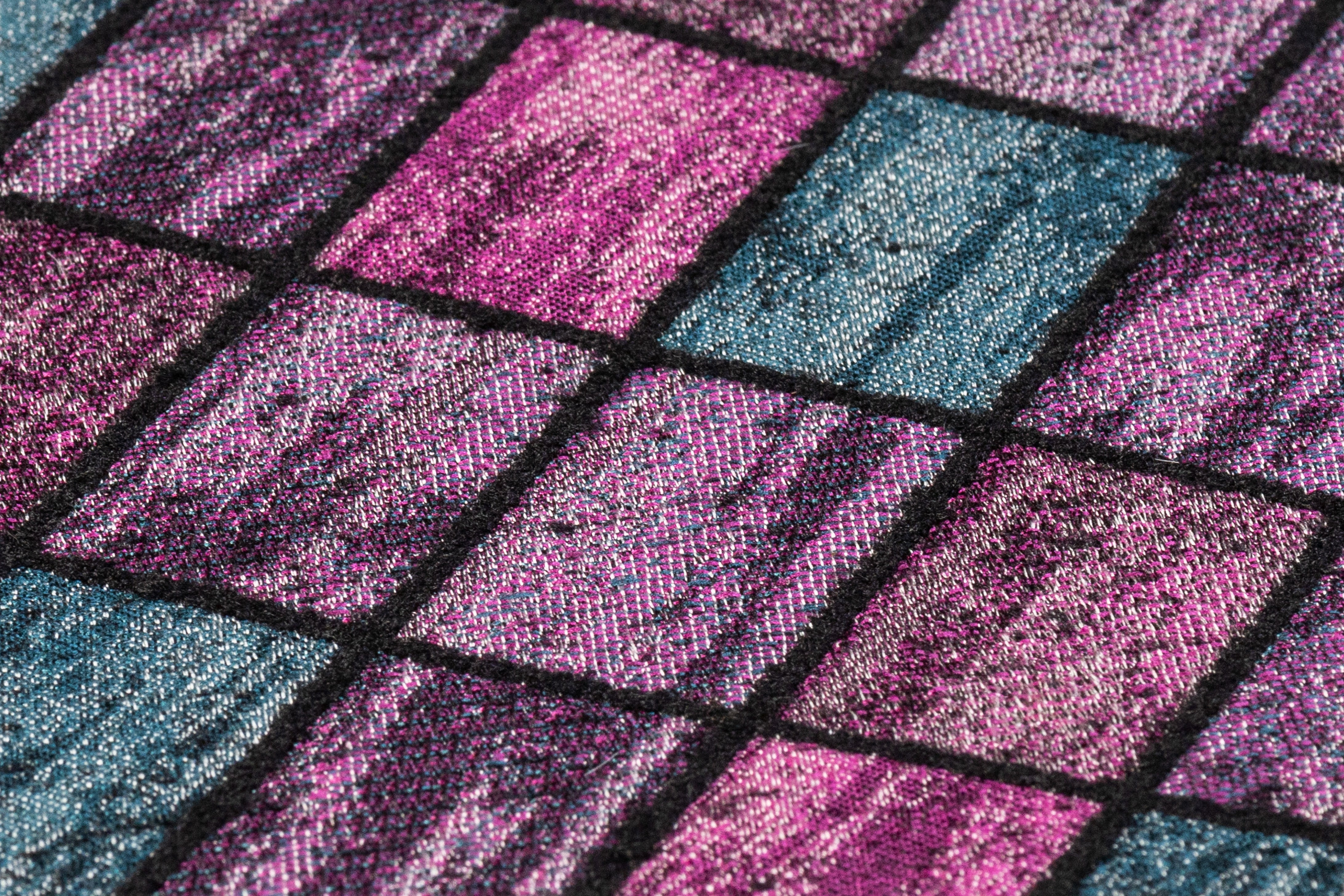 Geometric Italian Chenille Brocade - Purple / Teal