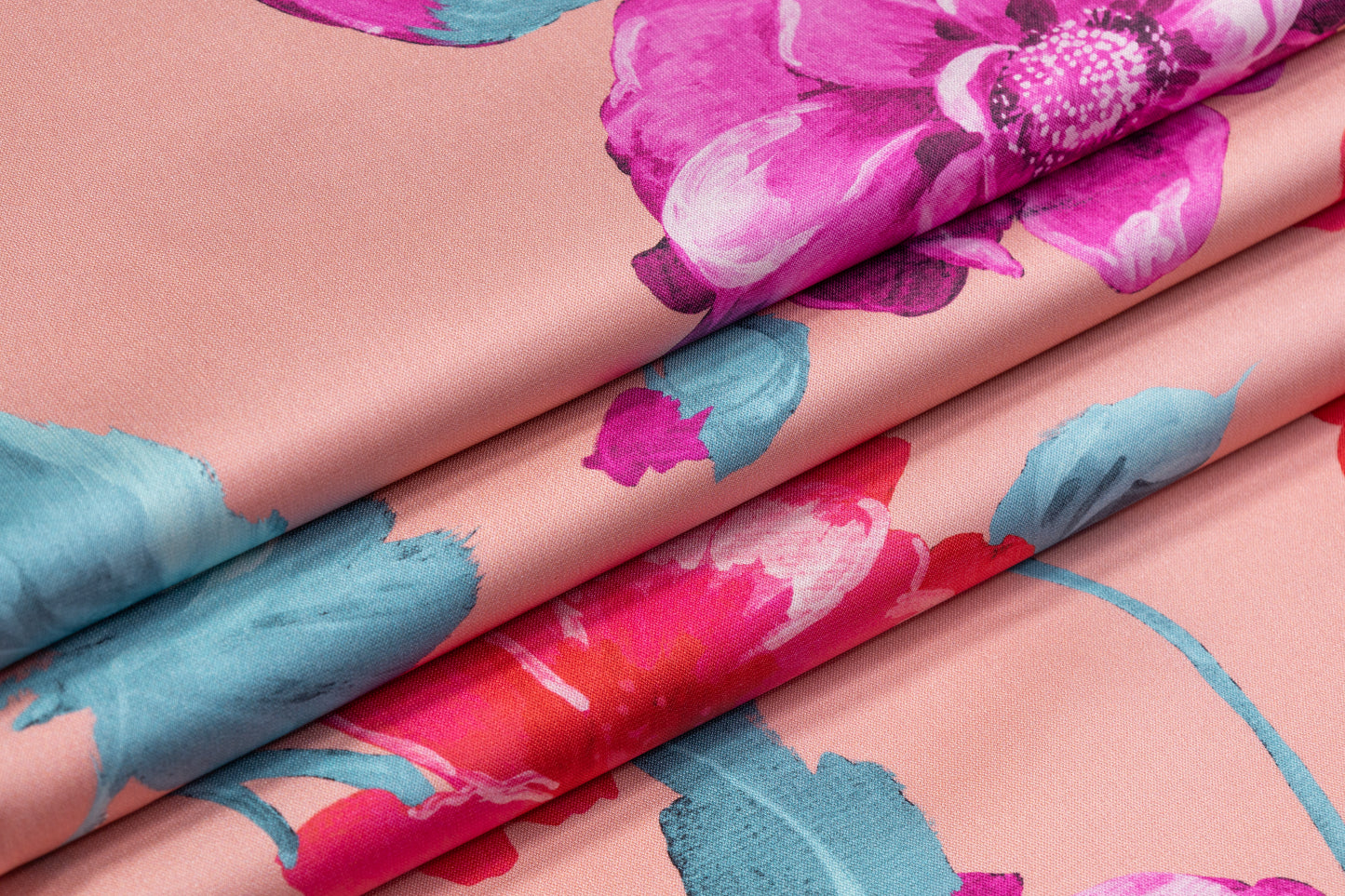 Floral Printed Italian Silk - Pink / Peach / Blue