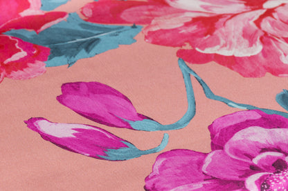 Floral Printed Italian Silk - Pink / Peach / Blue