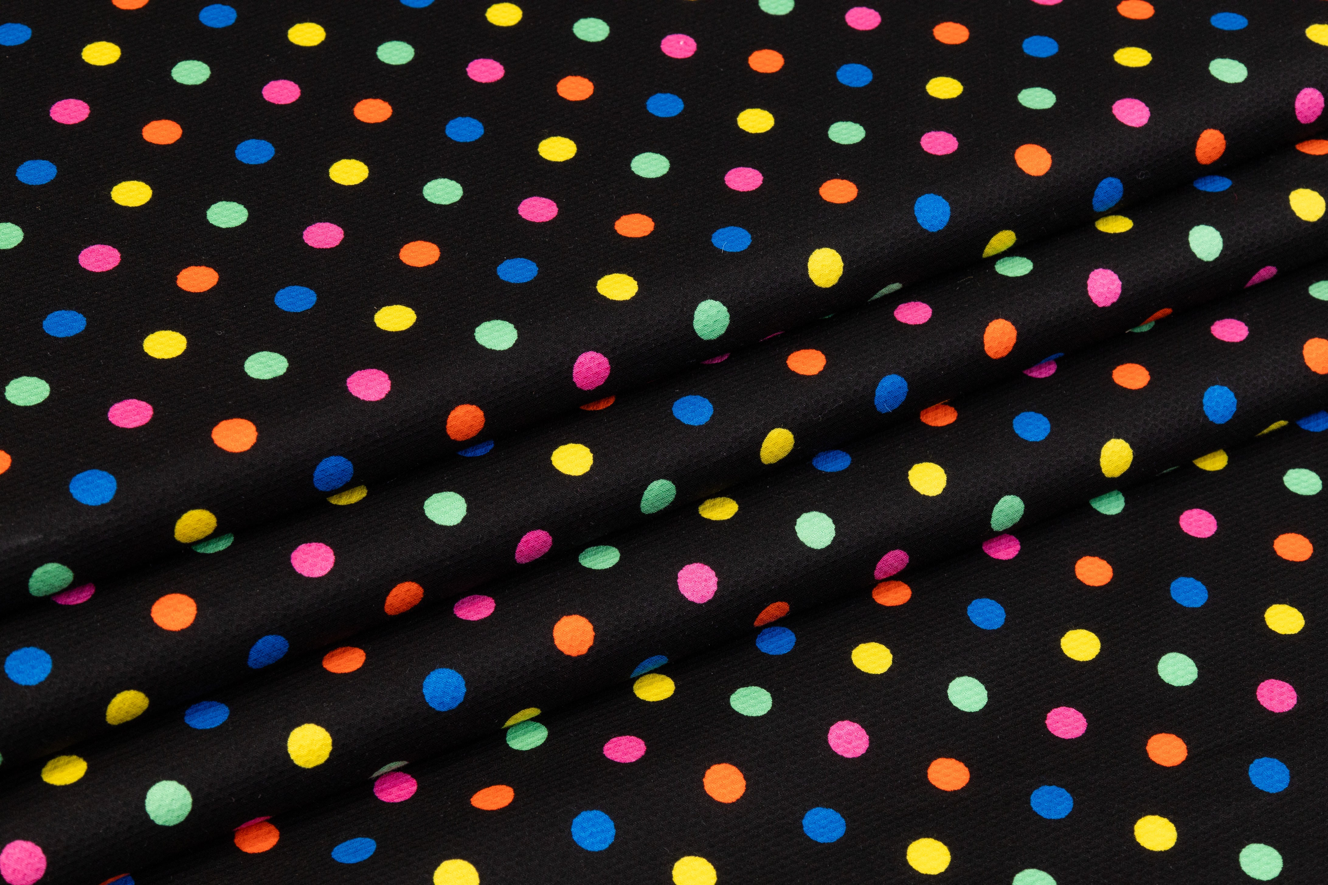 Polka Dot Italian Cotton Piqué - Black / Multicolor