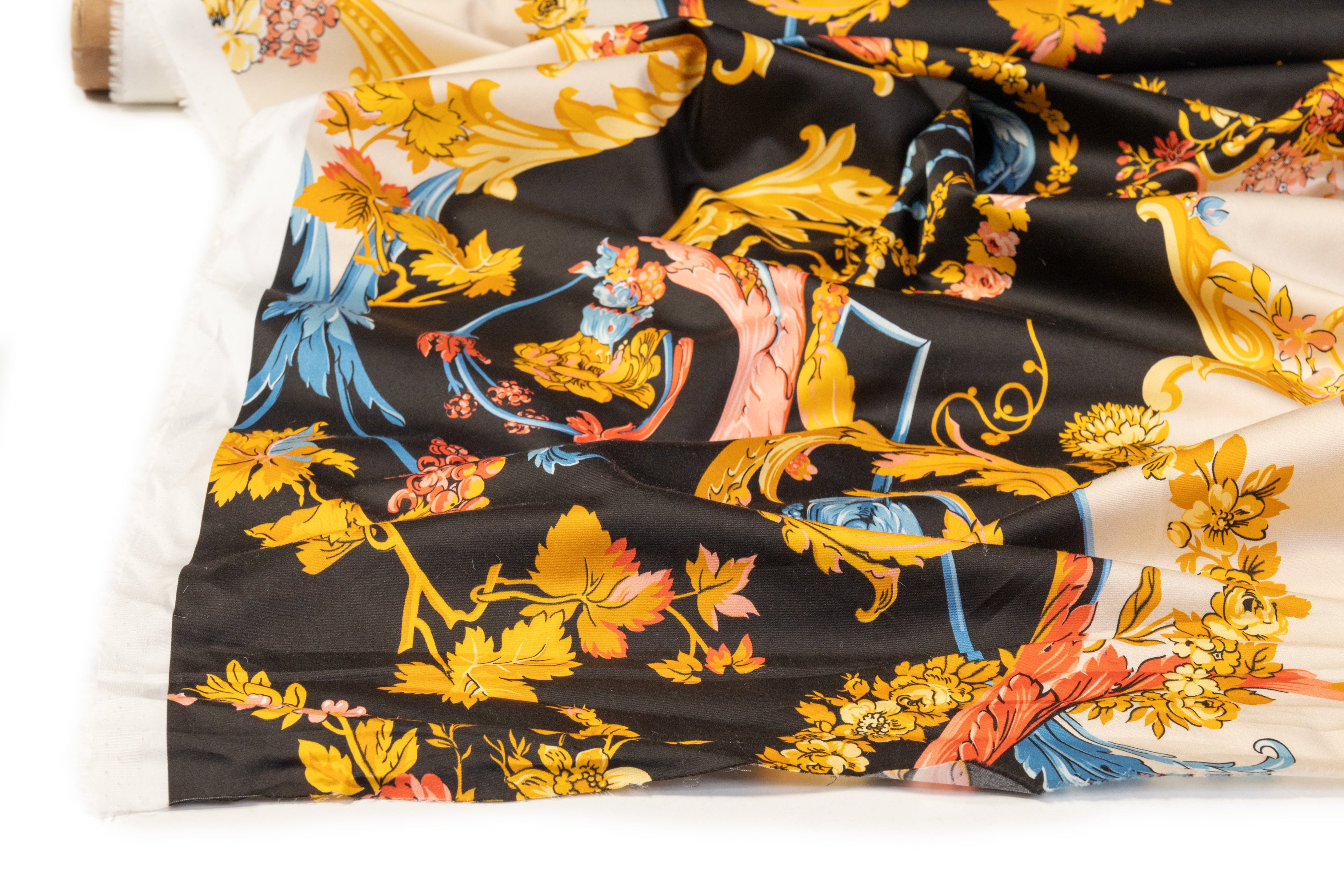 Ratti - Baroque Garden Italian Cotton Sateen - Black / Gold / Blue