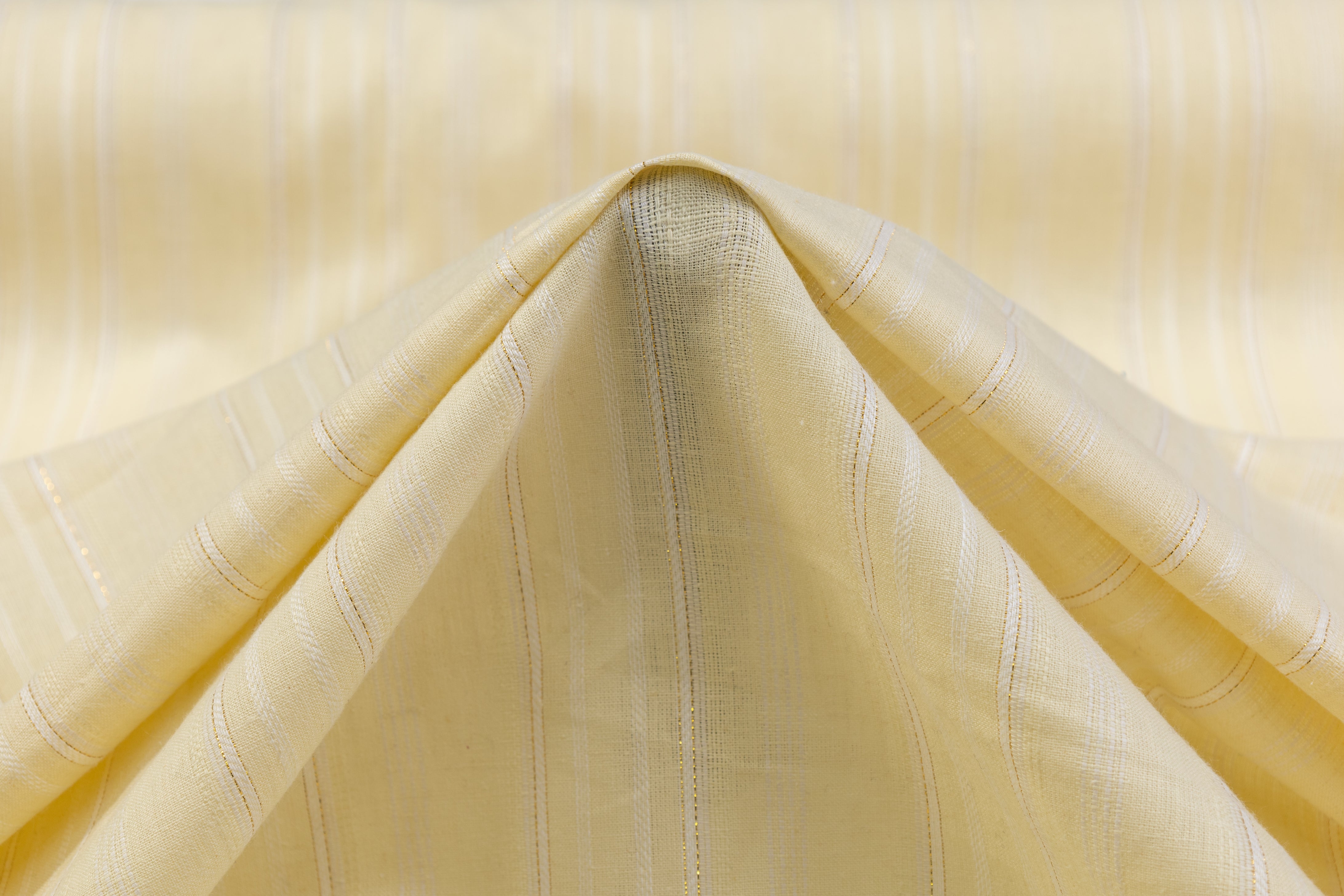 Metallic Striped Linen - Yellow / White / Gold