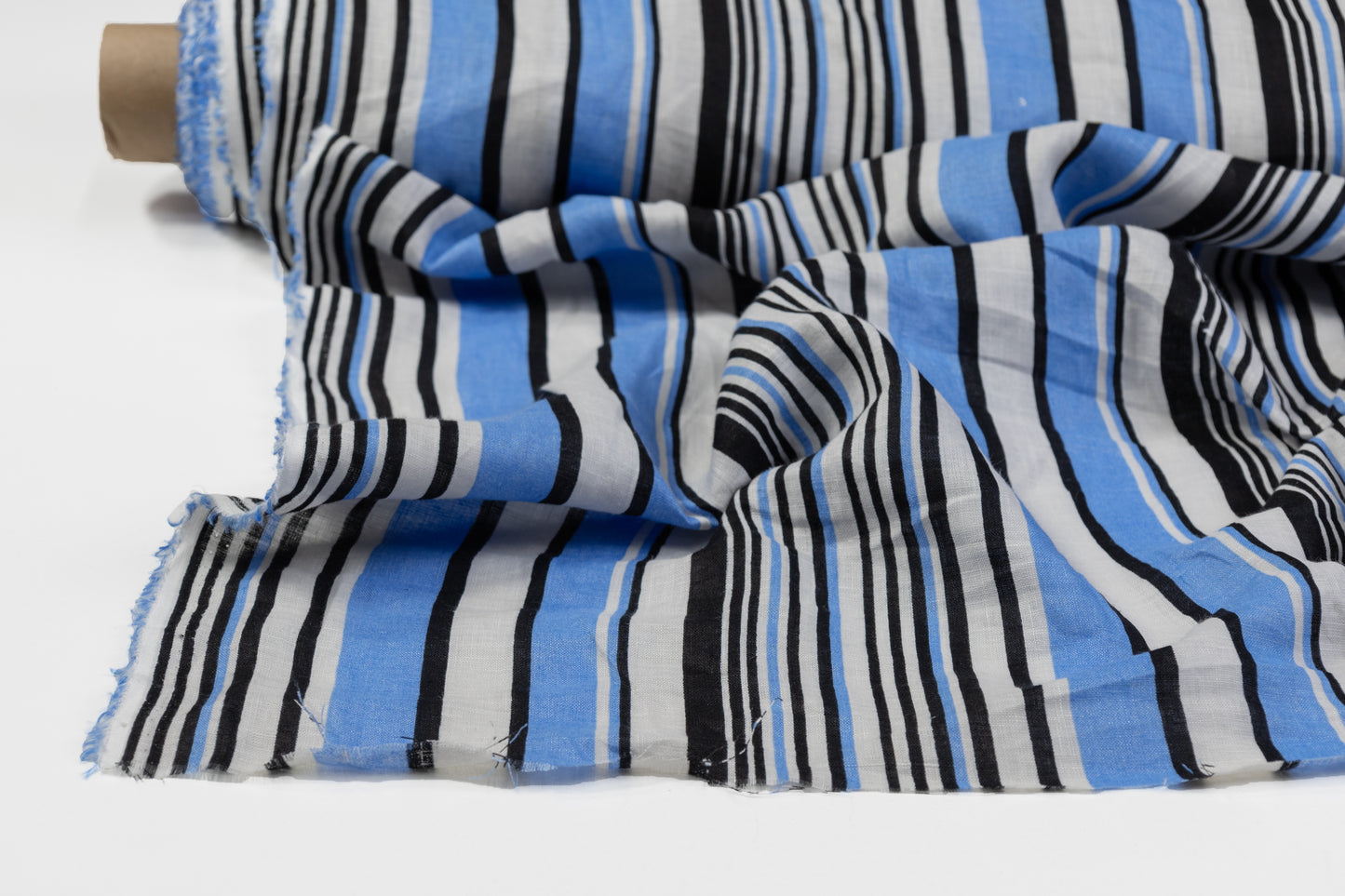 Striped Italian Linen - Blue / Black / White