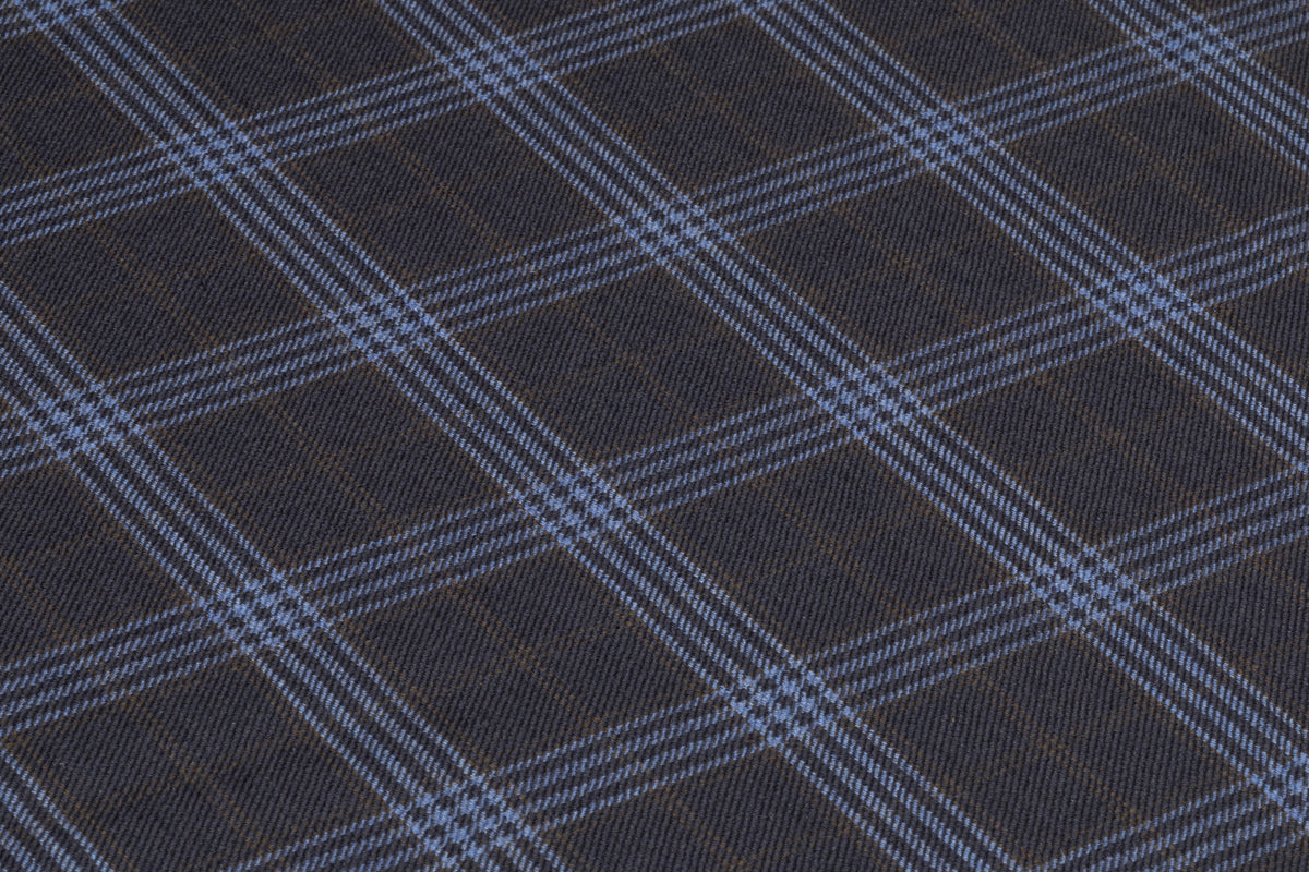 Piacenza - Checked Italian Cashmere Silk Suiting - Navy