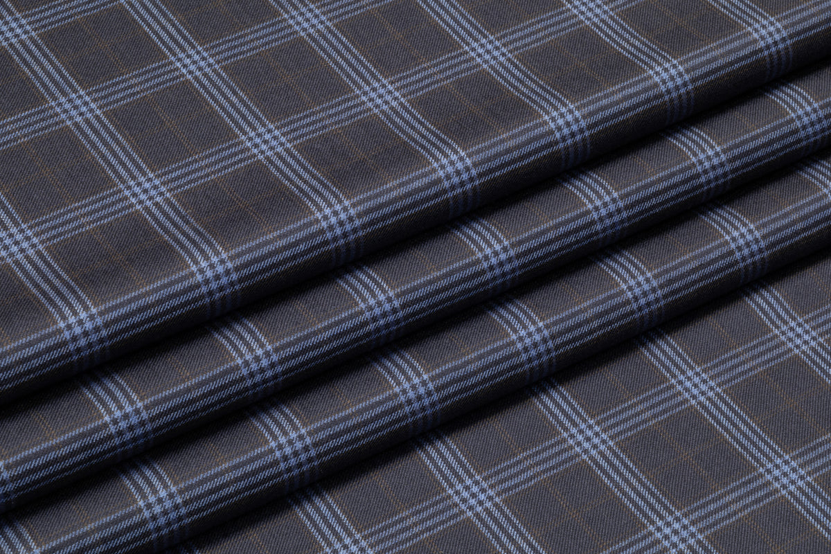 Piacenza - Checked Italian Cashmere Silk Suiting - Navy
