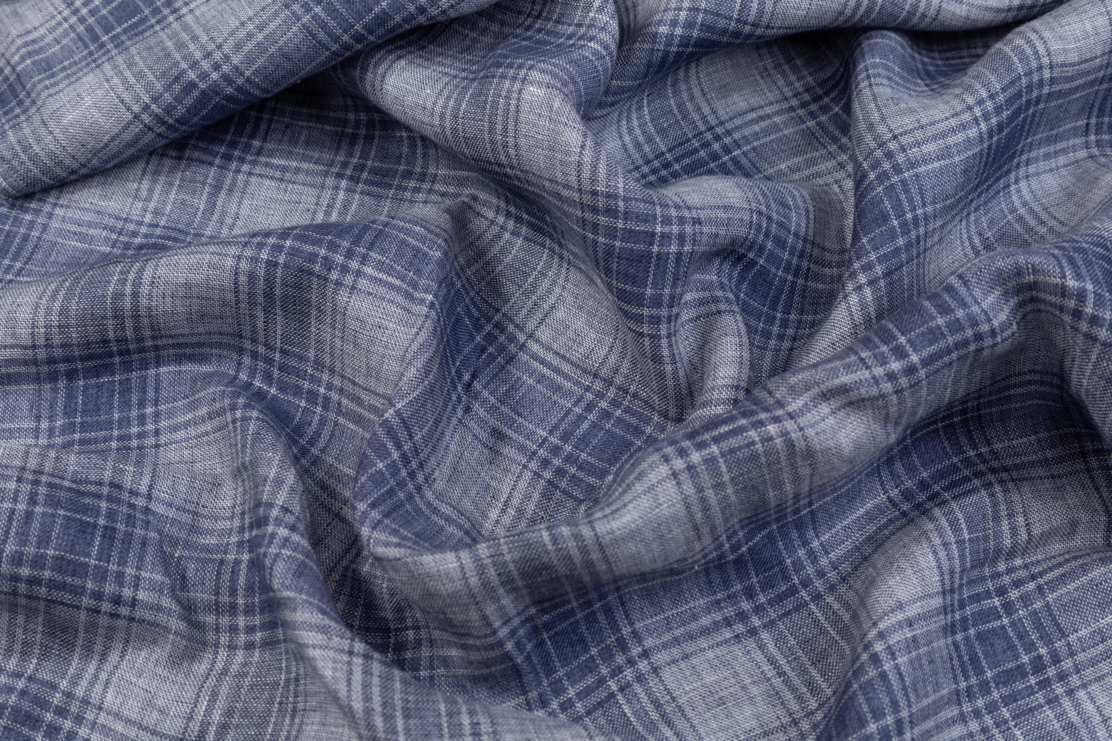 Plaid Italian Linen - Blue