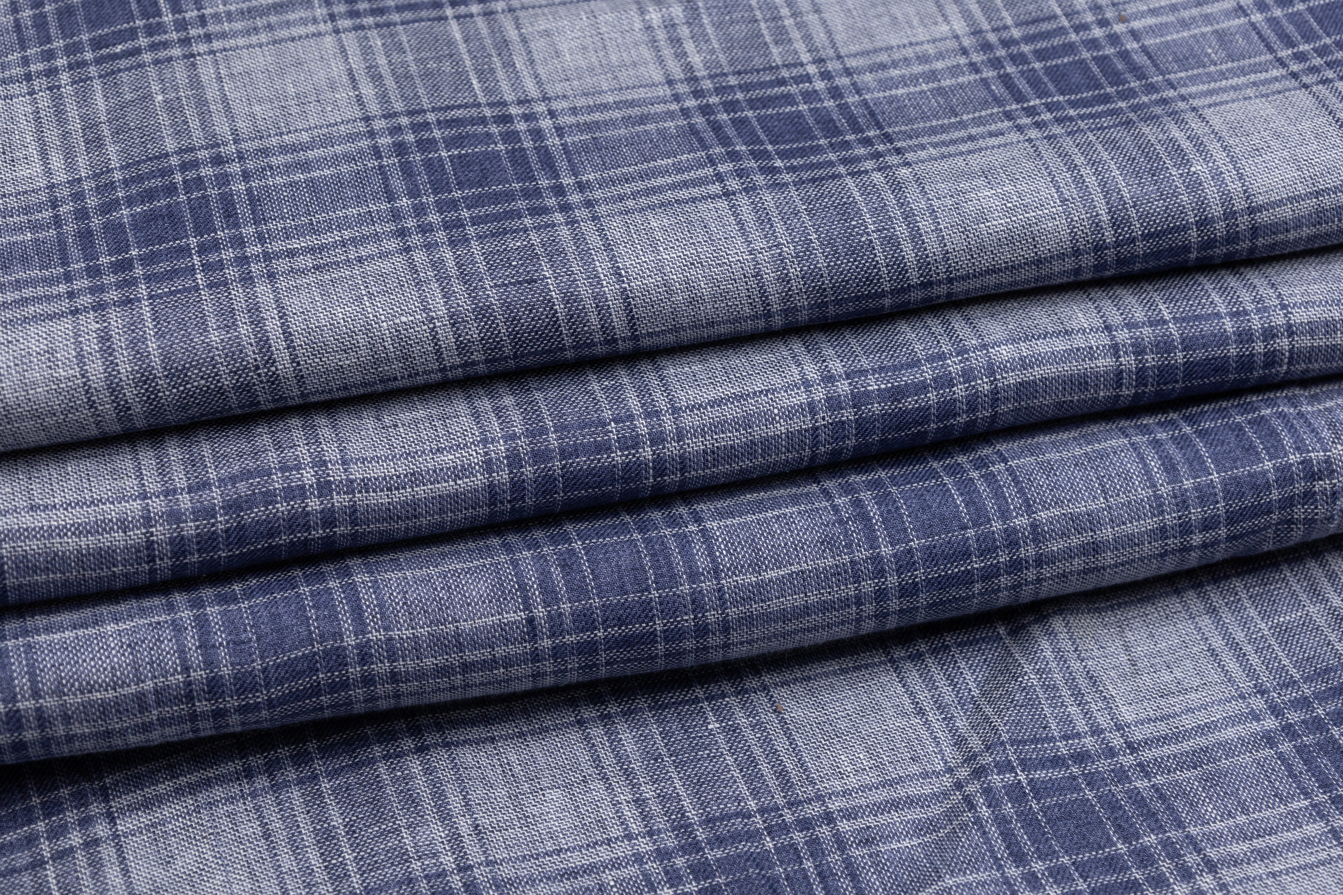 Plaid Italian Linen - Blue