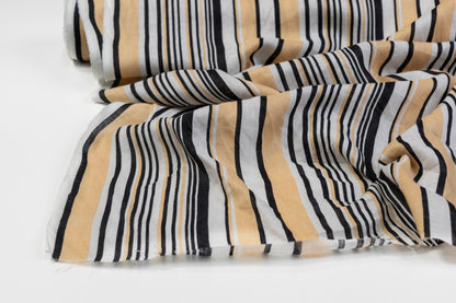 Striped Italian Linen - Beige / Black / White