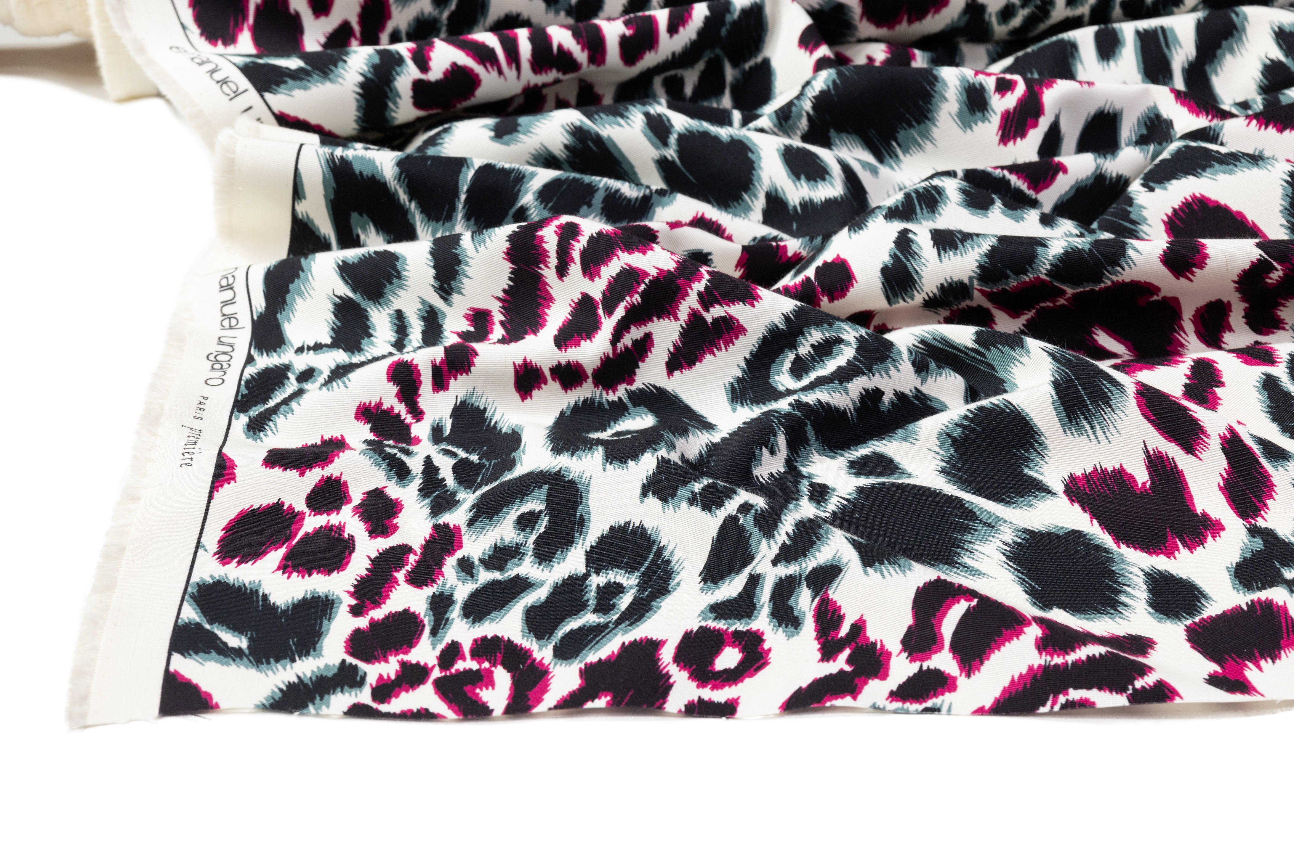 Emanuel Ungaro - Italian Cotton Viscose Faille - Teal / Magenta / Black / White