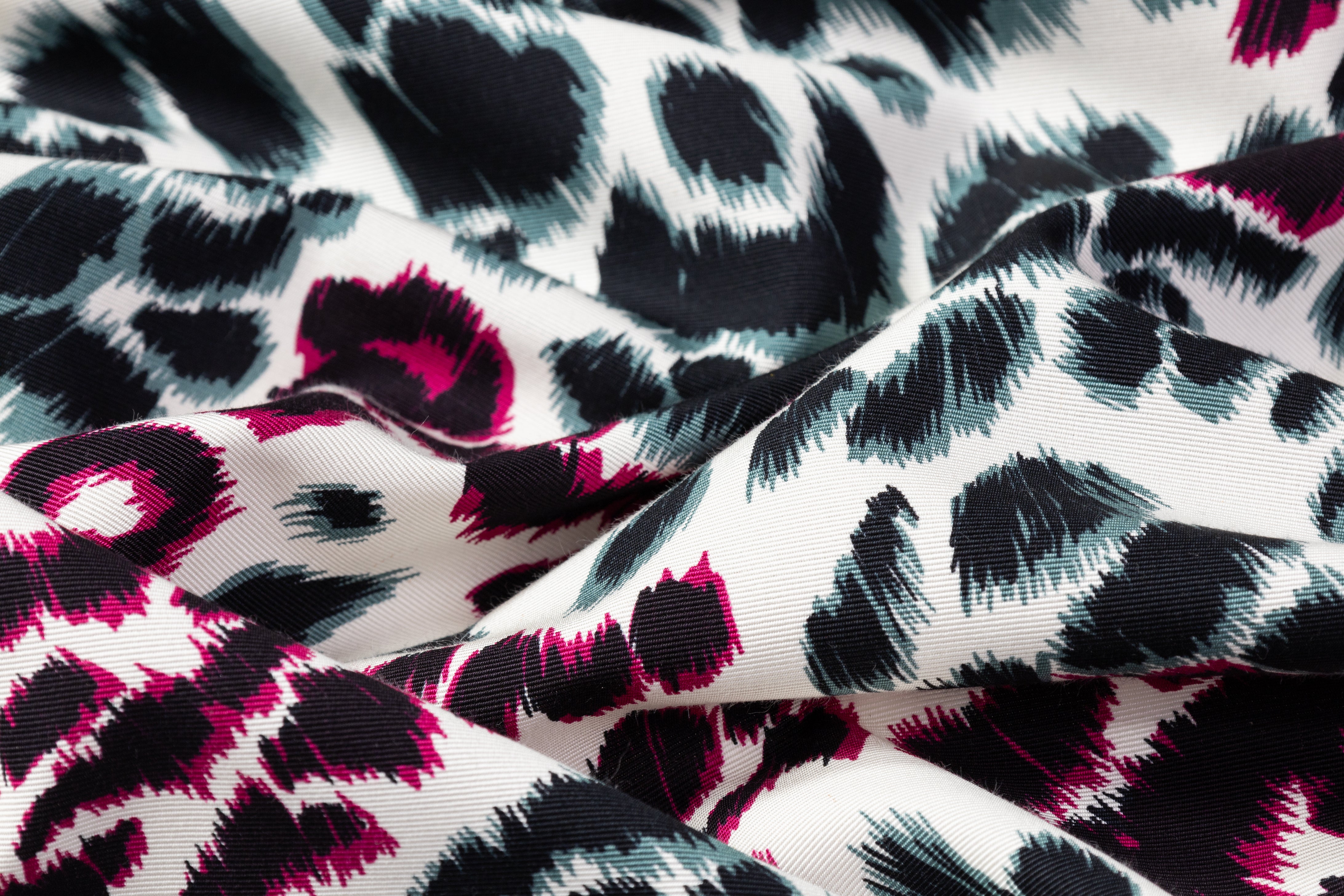 Emanuel Ungaro - Italian Cotton Viscose Faille - Teal / Magenta / Black / White