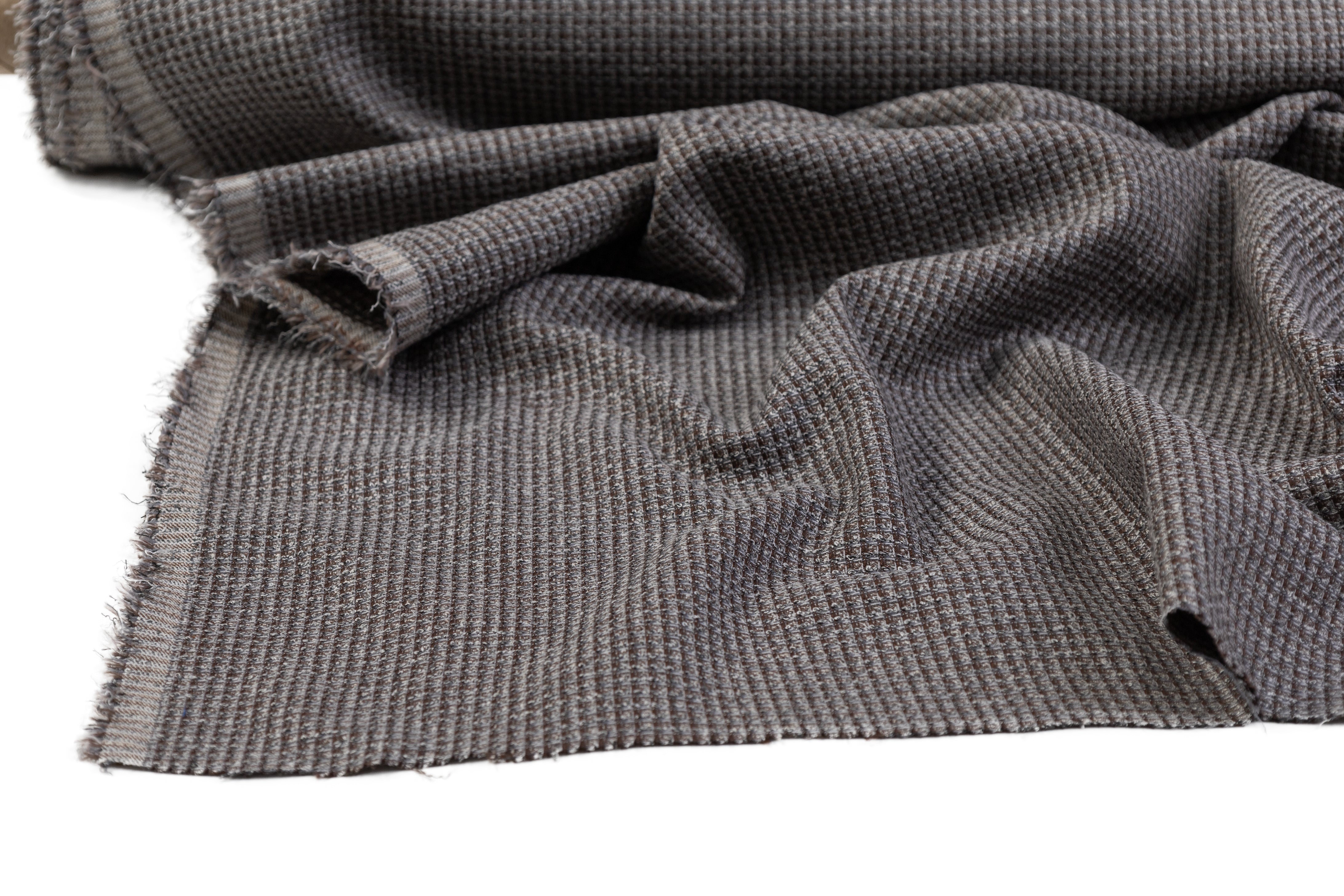 Textured Italian Viscose Wool Tweed - Gray / Brown