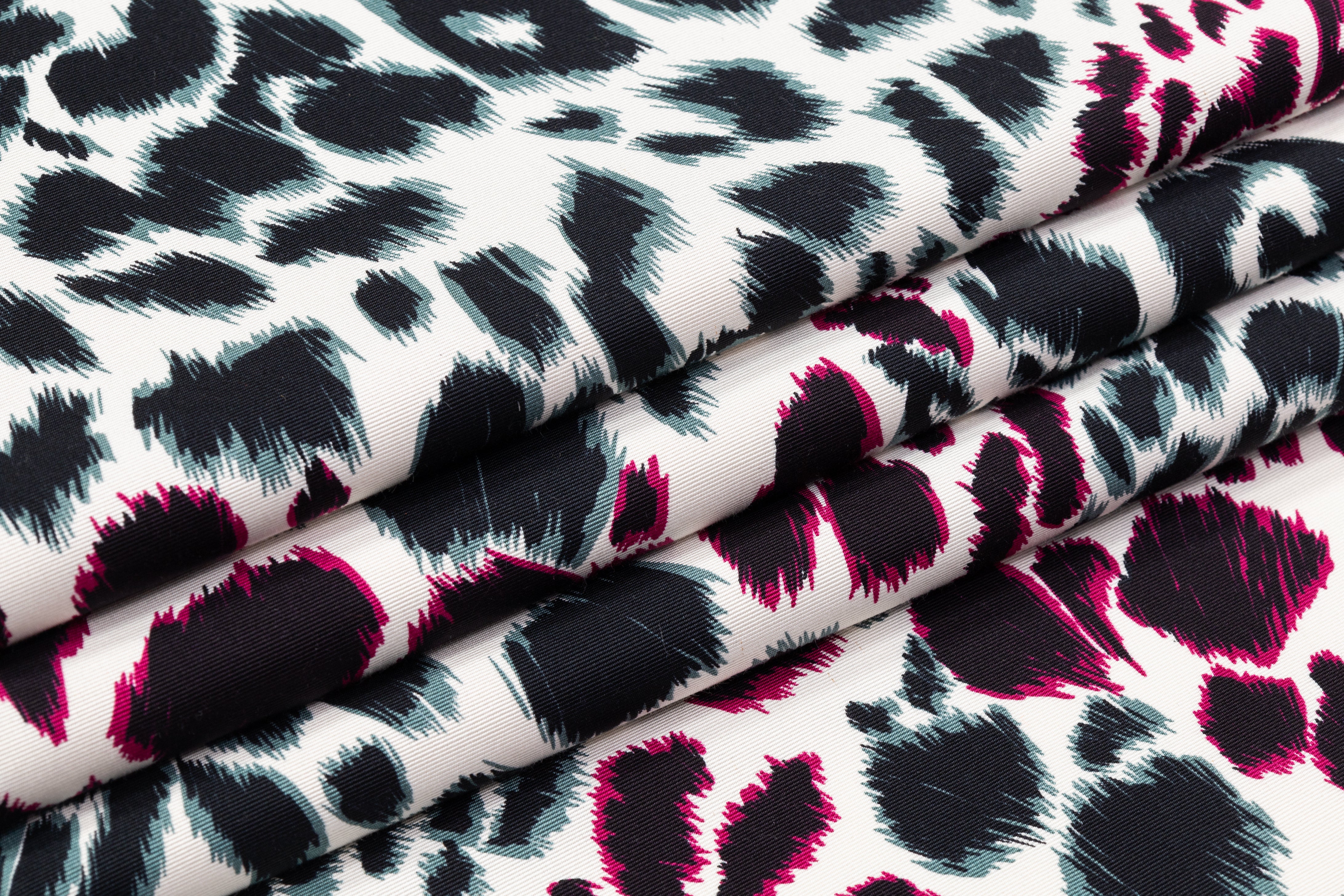 Emanuel Ungaro - Italian Cotton Viscose Faille - Teal / Magenta / Black / White