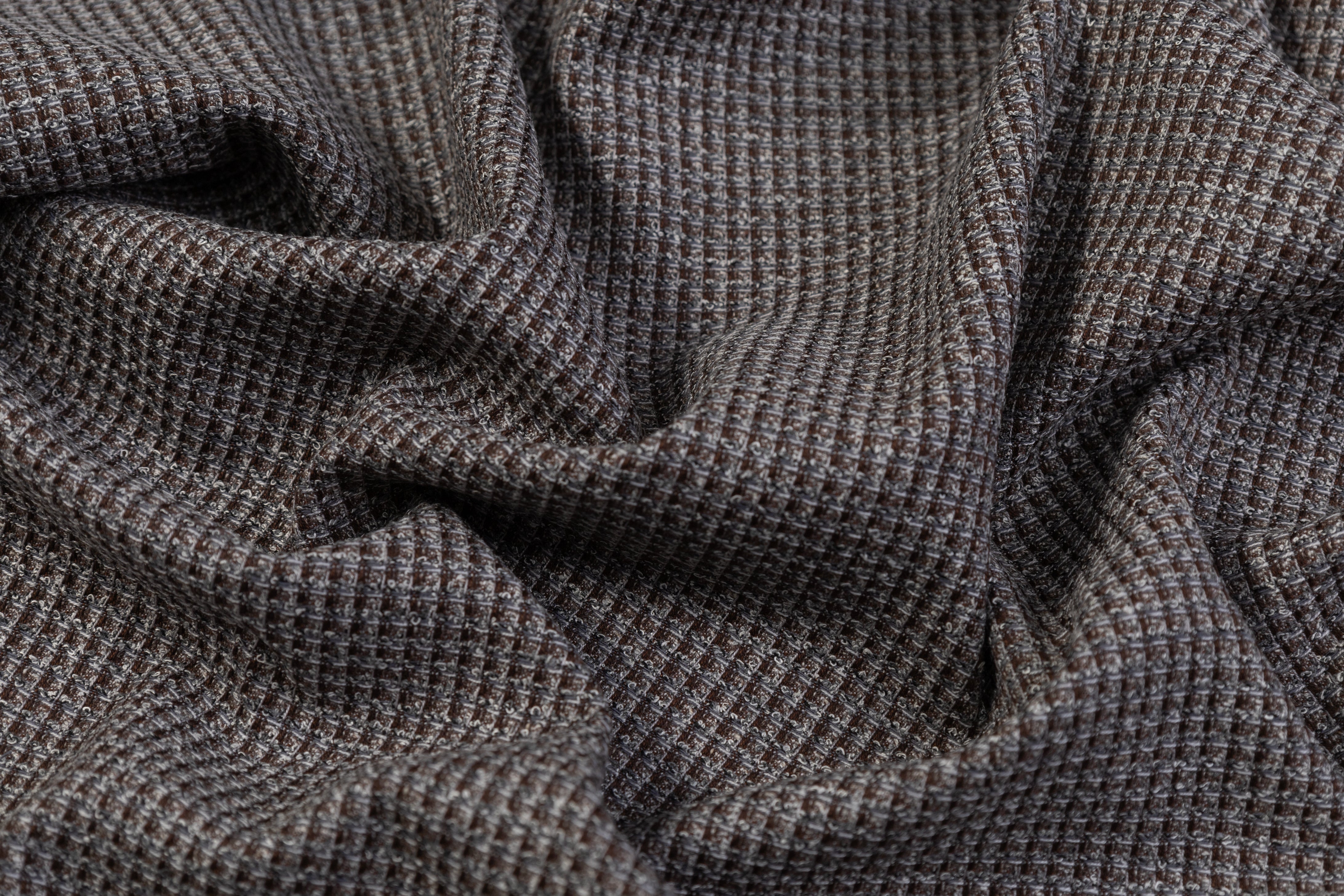 Textured Italian Viscose Wool Tweed - Gray / Brown