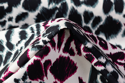 Emanuel Ungaro - Italian Cotton Viscose Faille - Teal / Magenta / Black / White