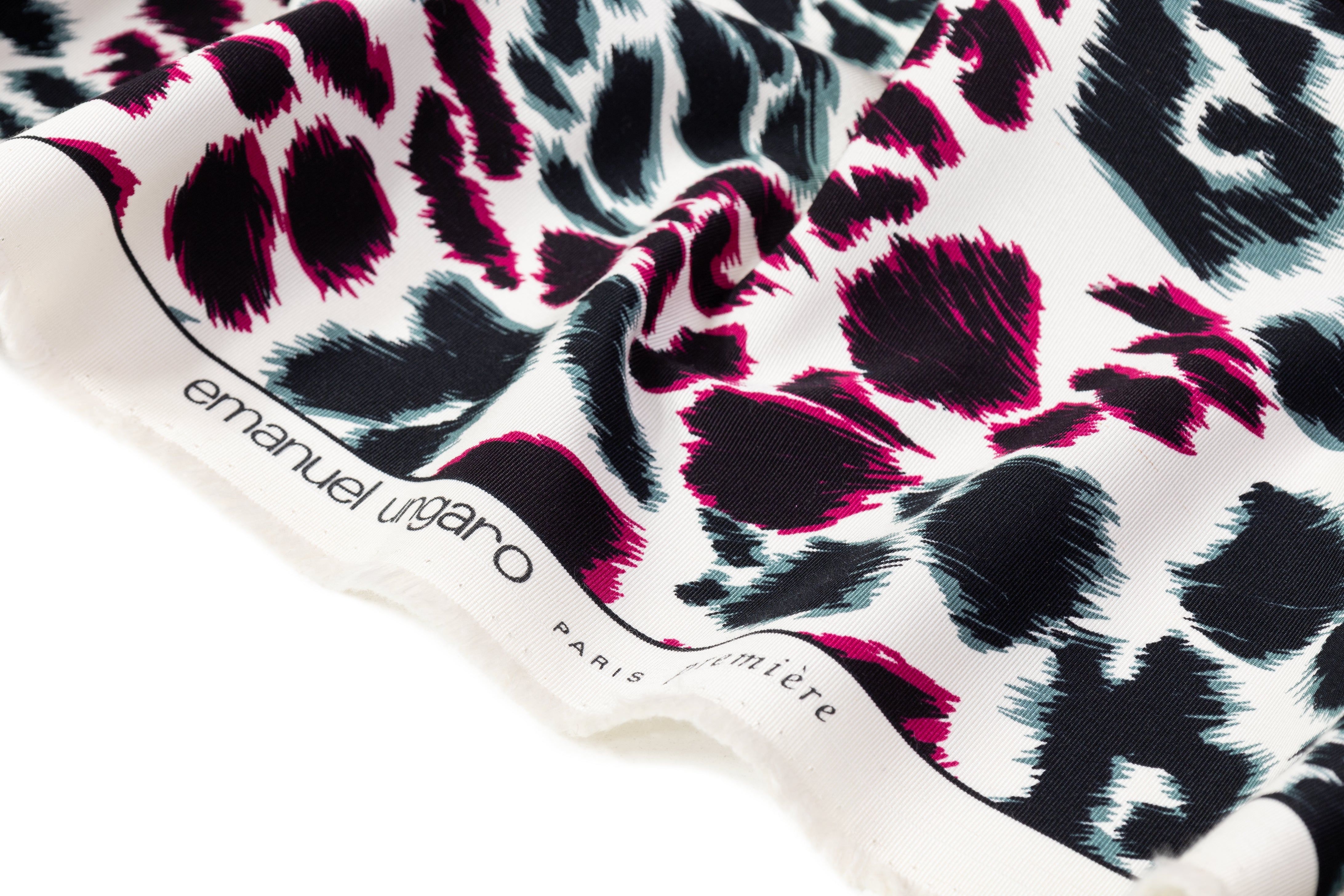Emanuel Ungaro - Italian Cotton Viscose Faille - Teal / Magenta / Black / White