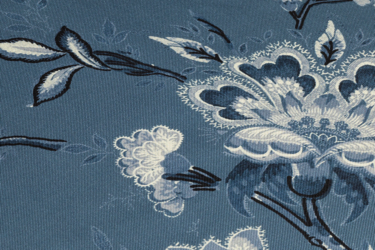 Floral Italian Silk Twill - Blue