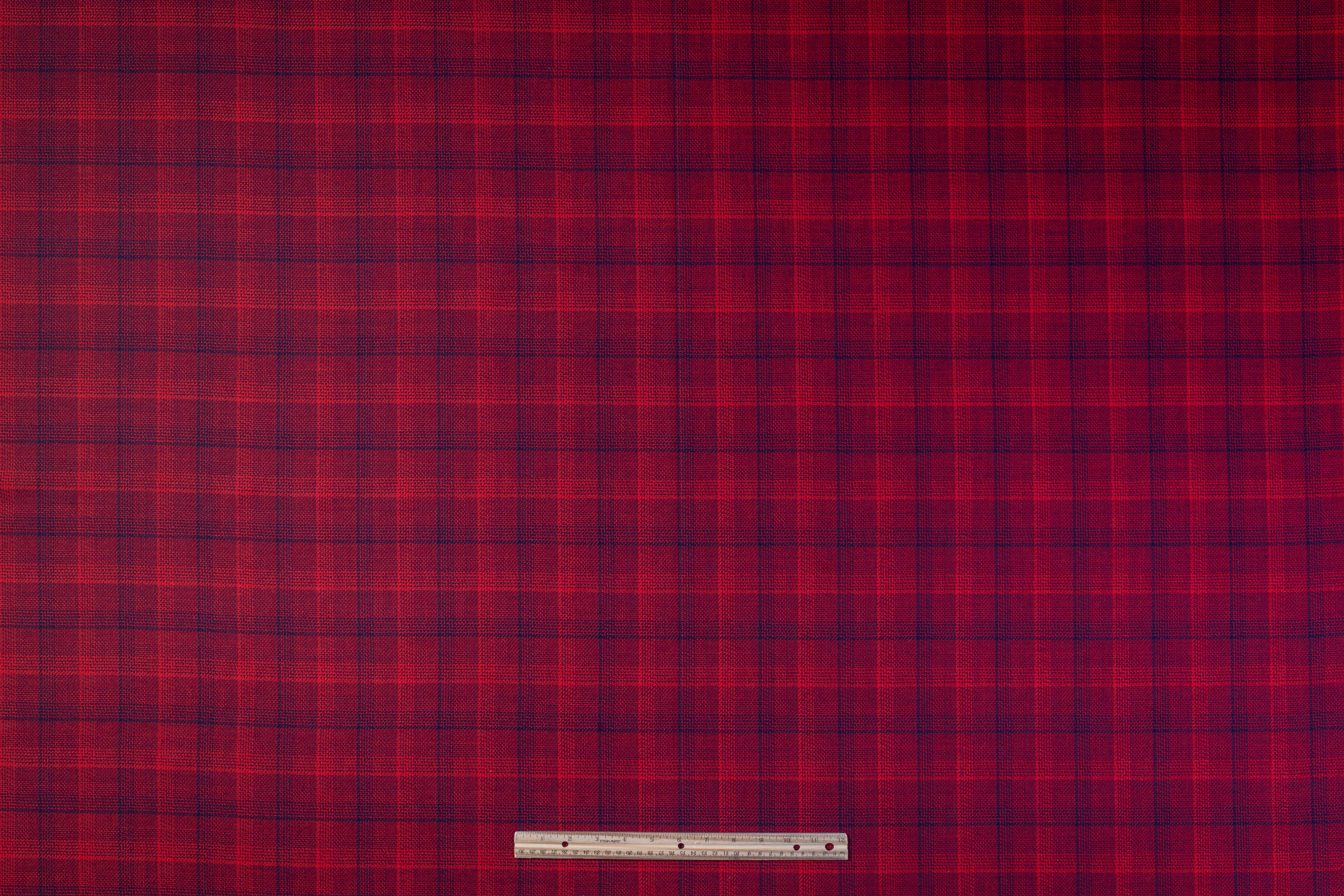 Checked Italian Wool Suiting - Red / Navy