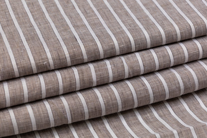 Striped Italian Linen - Taupe / White