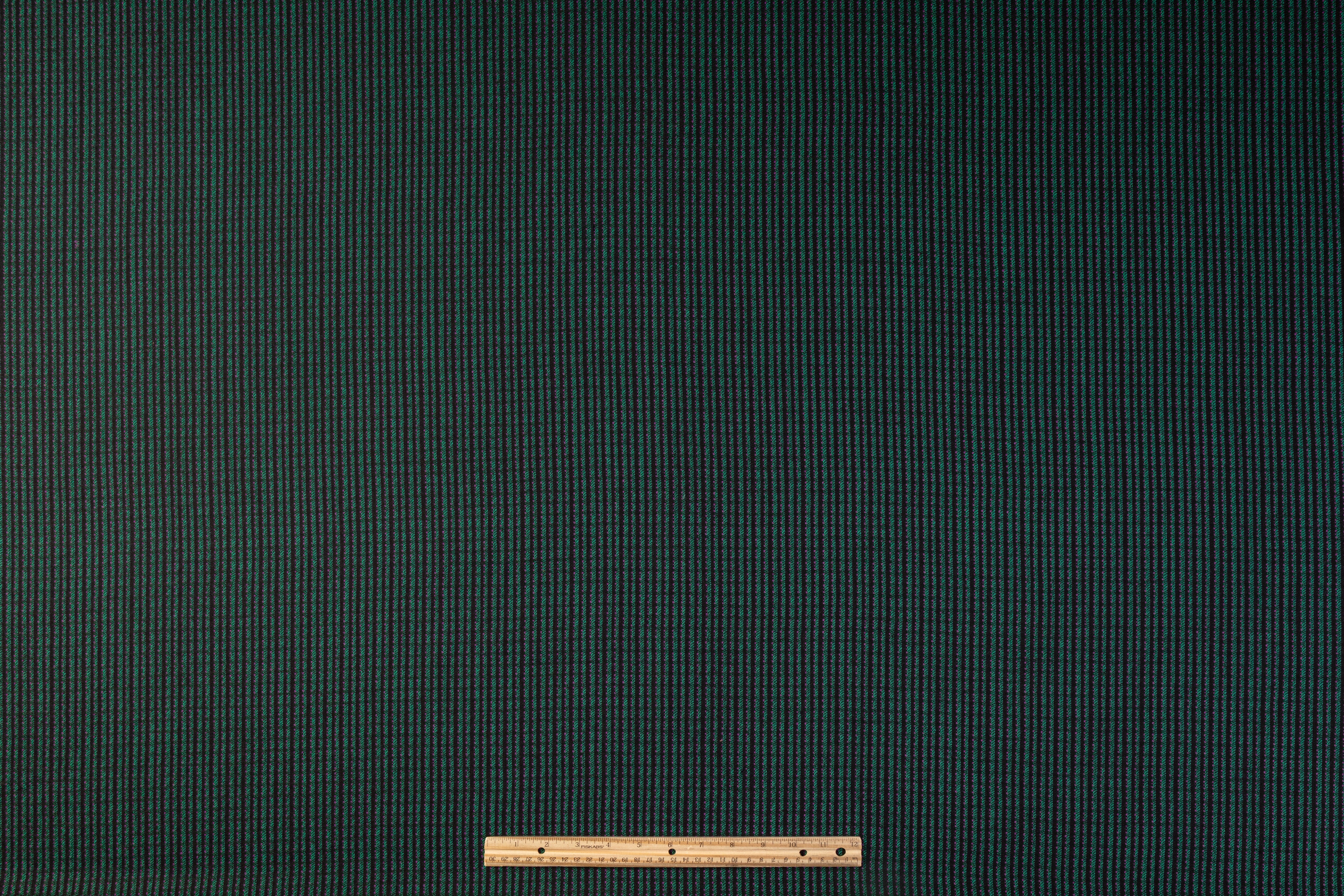 Textured Striped Italian Wool Suiting - Green / Purple