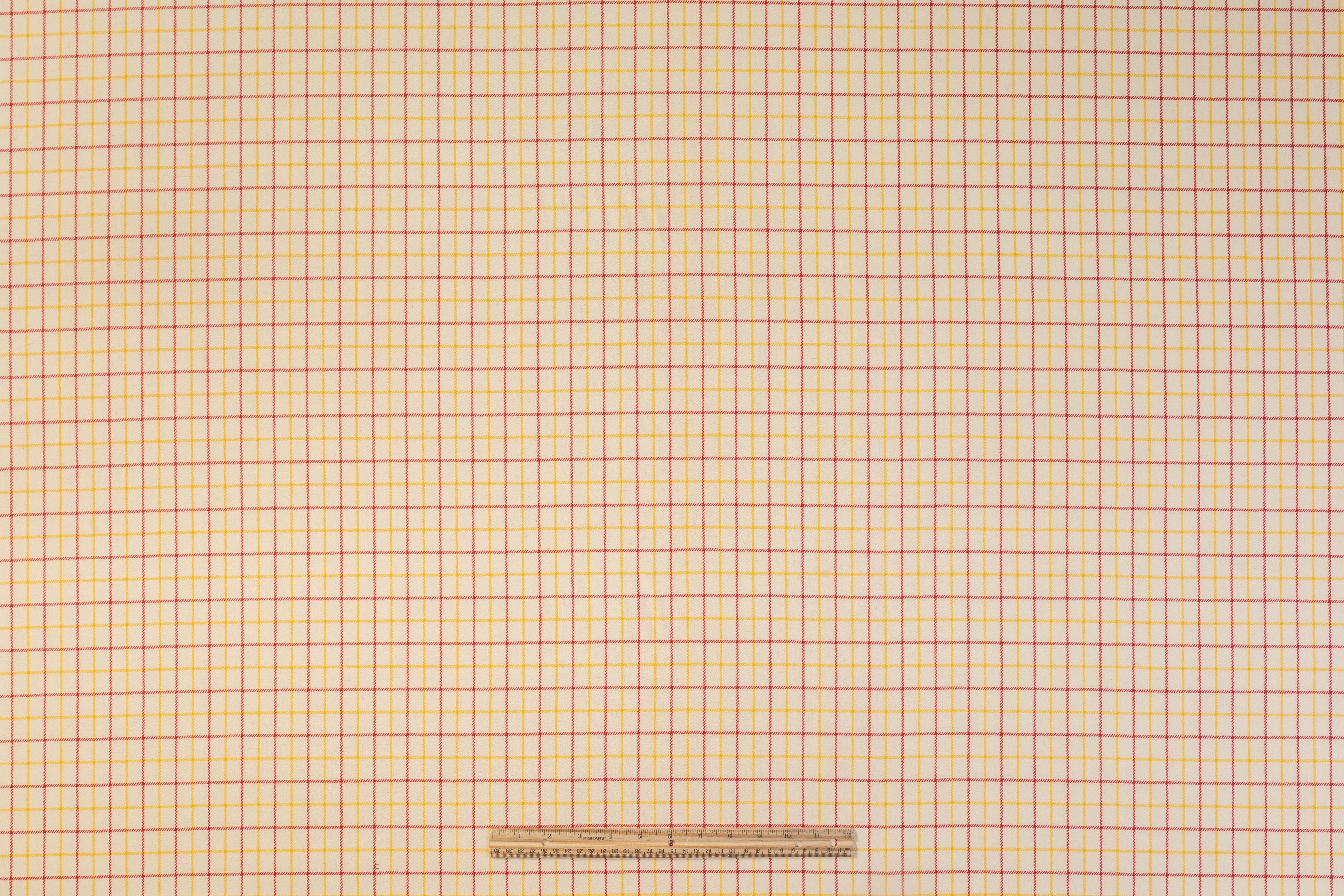Checked Italian Wool - Ivory / Yellow / Red