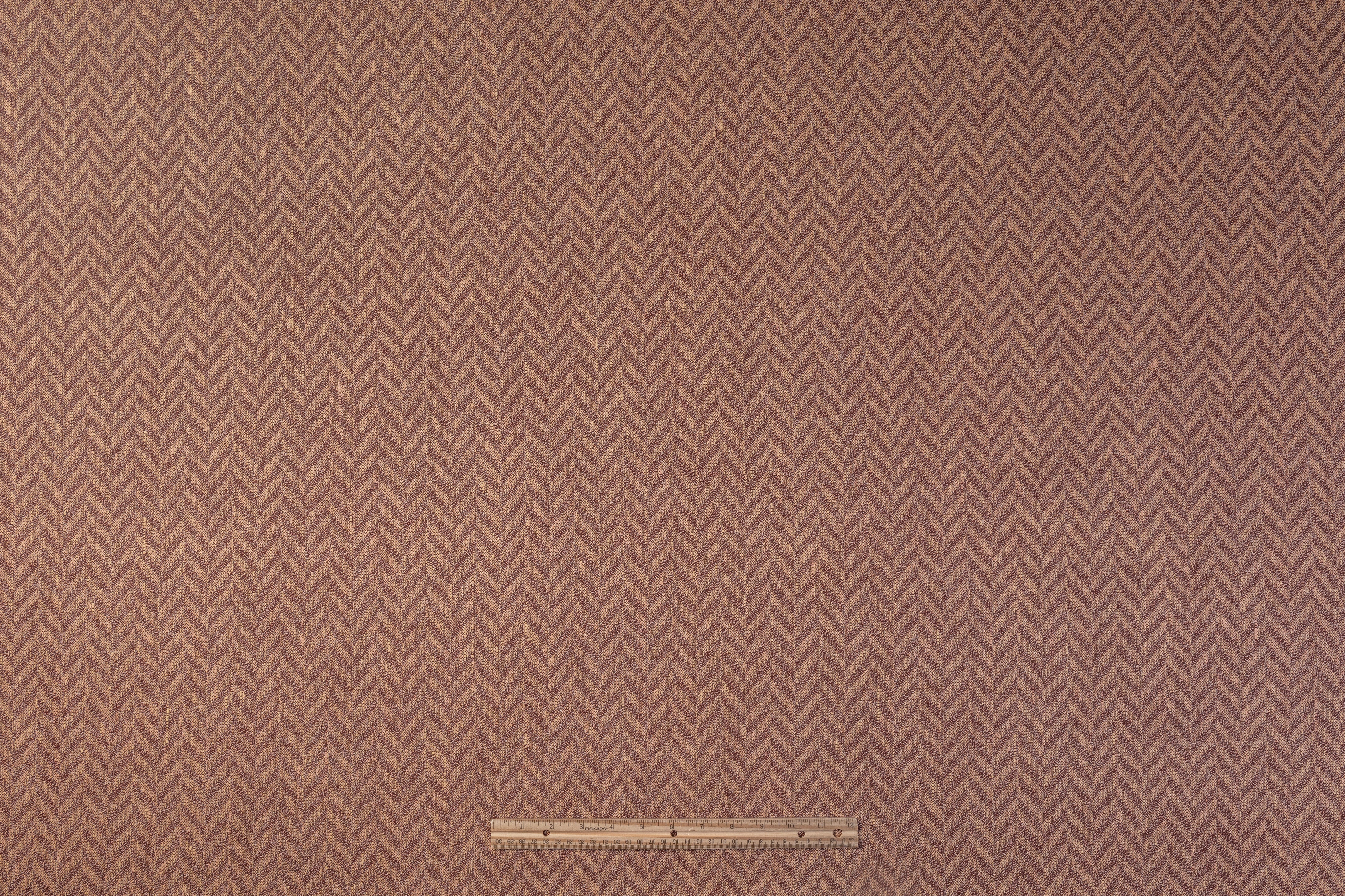 Herringbone Italian Wool Suiting - Dark Mauve / Beige