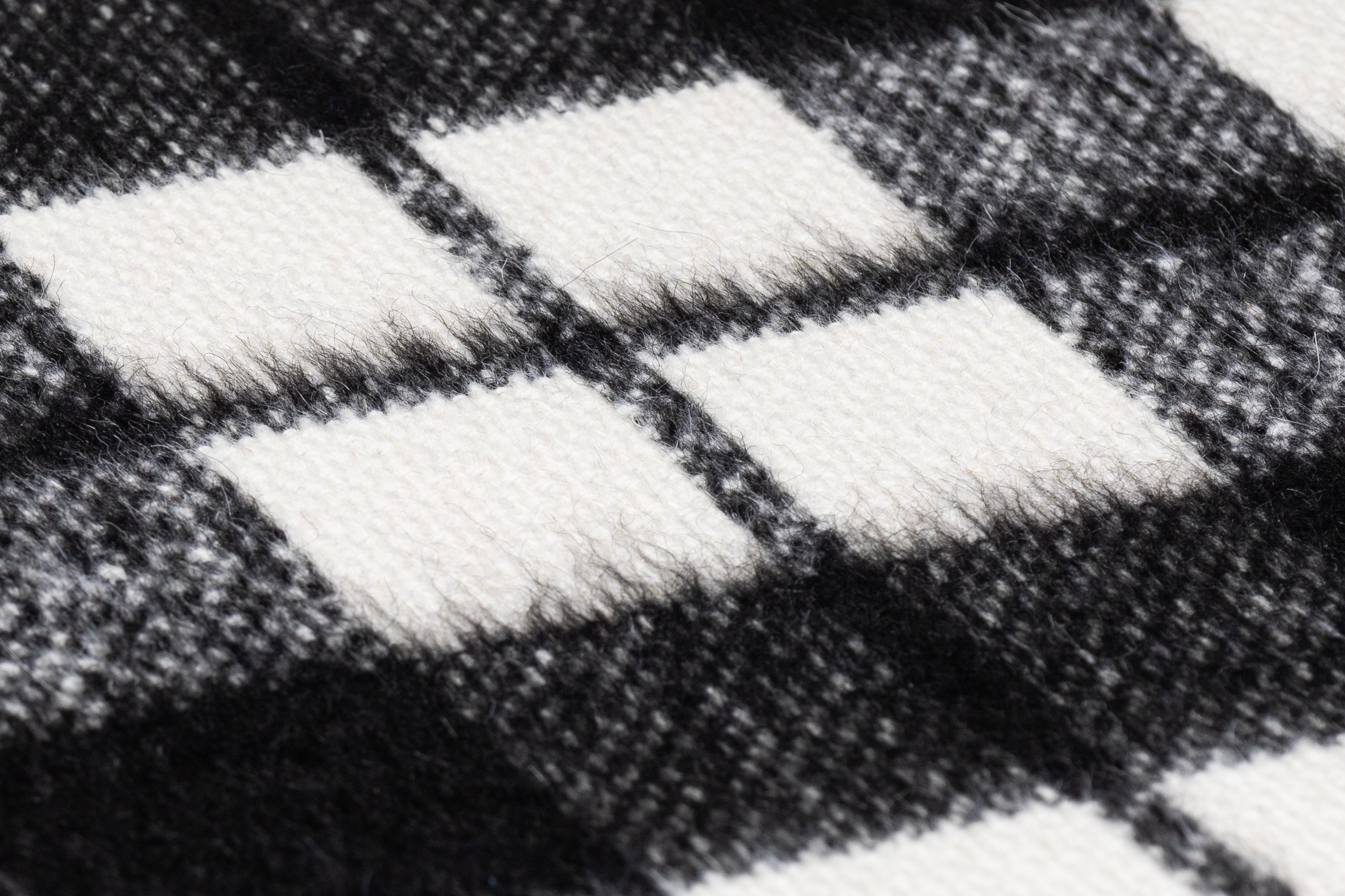 Checked Italian Fused Wool Blend Coating - Black / Off White