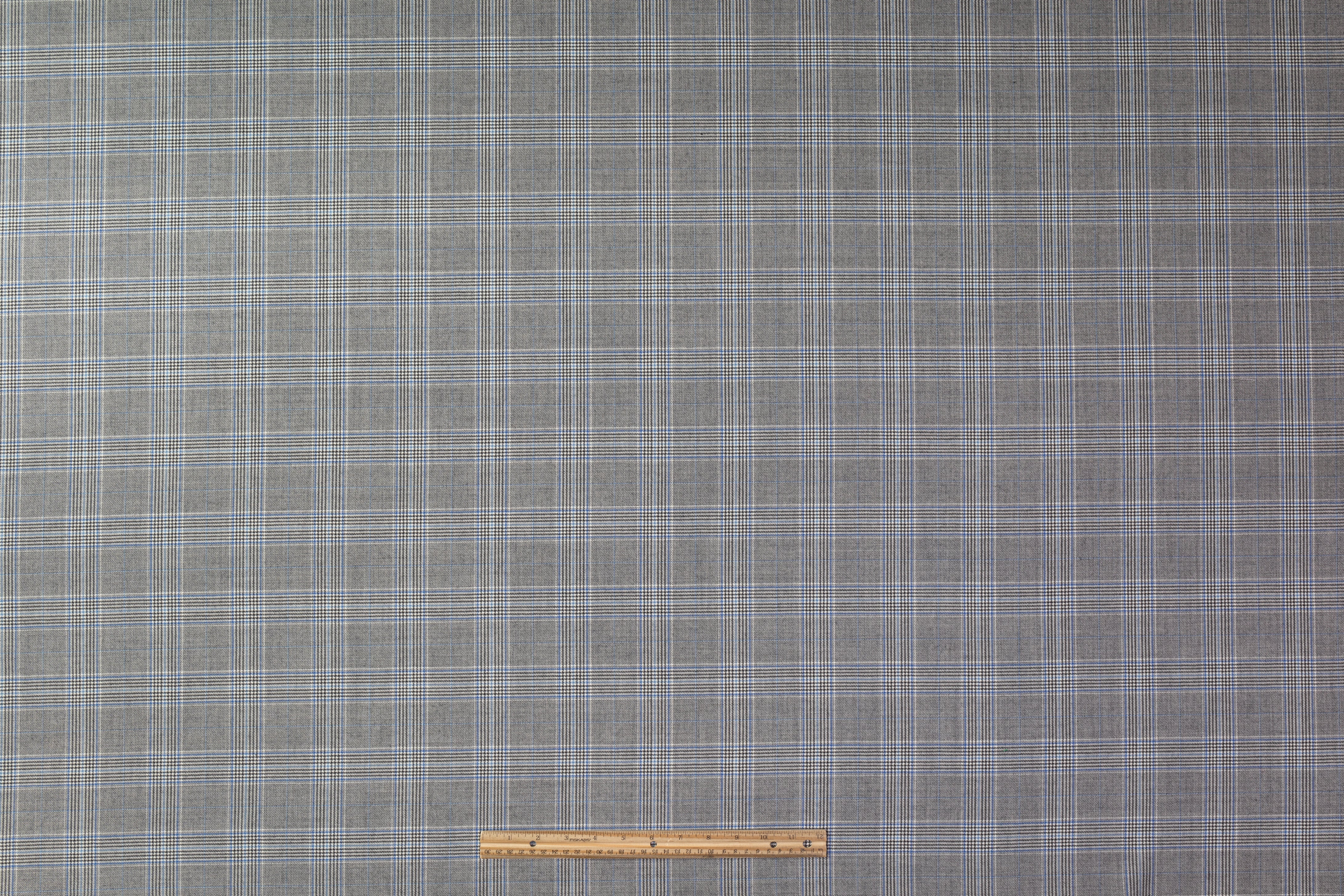 Glen Check Italian Wool Suiting - Gray / Blue