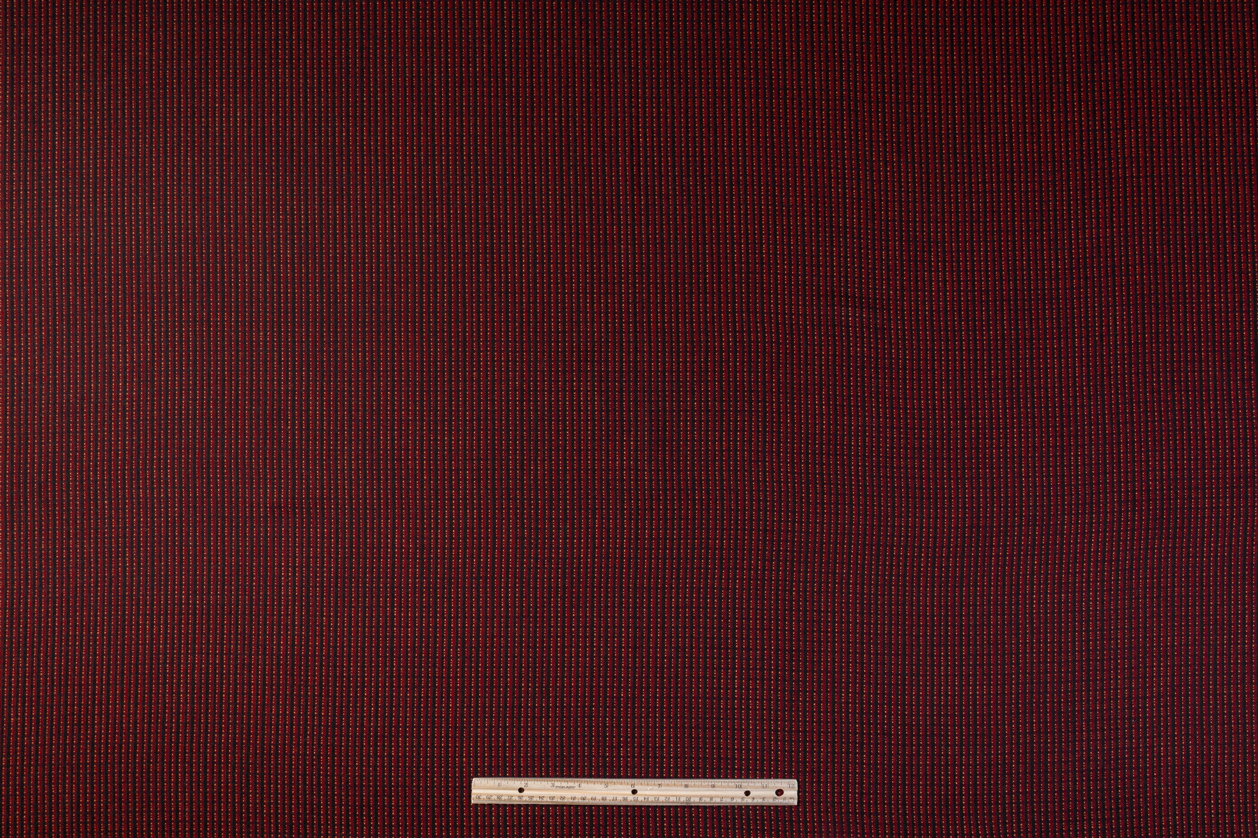 Textured Striped Italian Wool Suiting - Red / Camel / Black