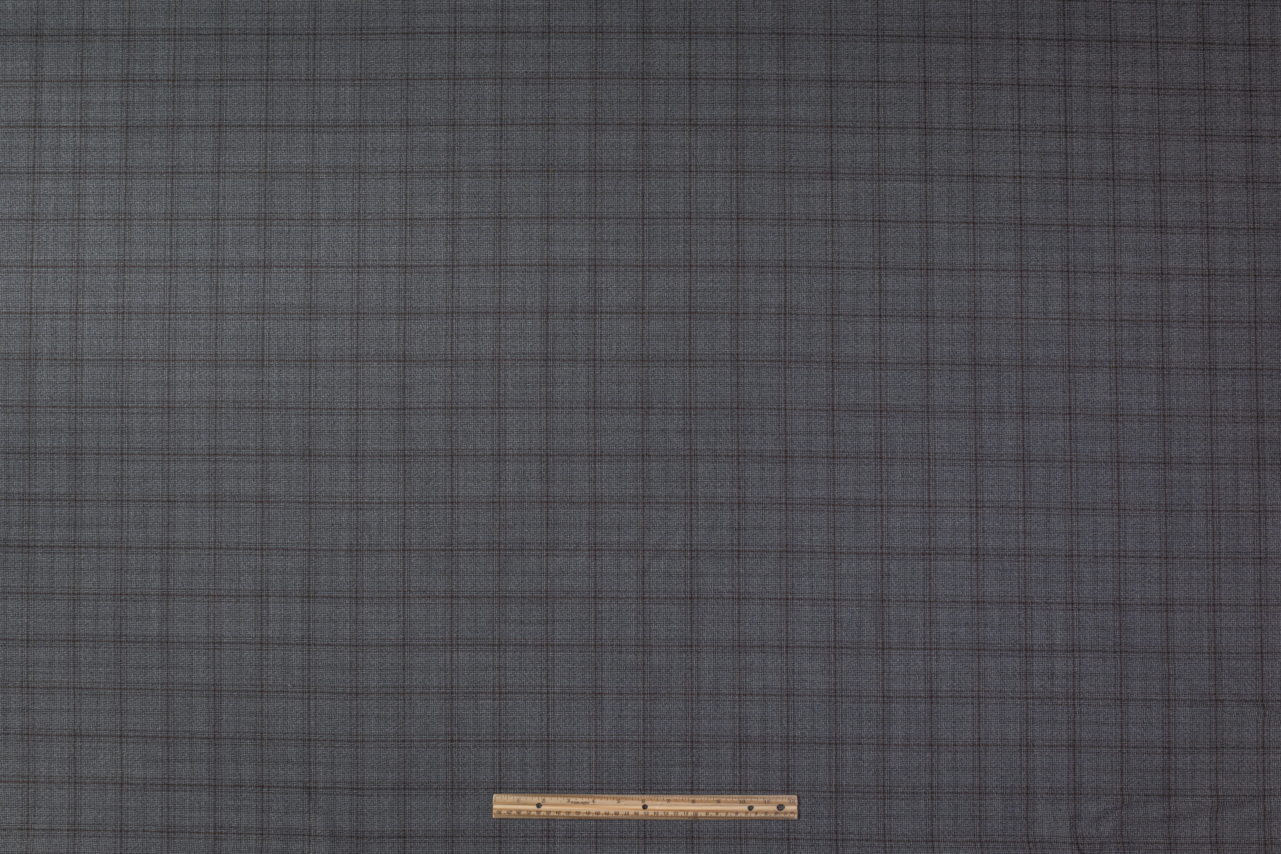 Guabello - Checked Italian Wool Suiting - Gray / Brown