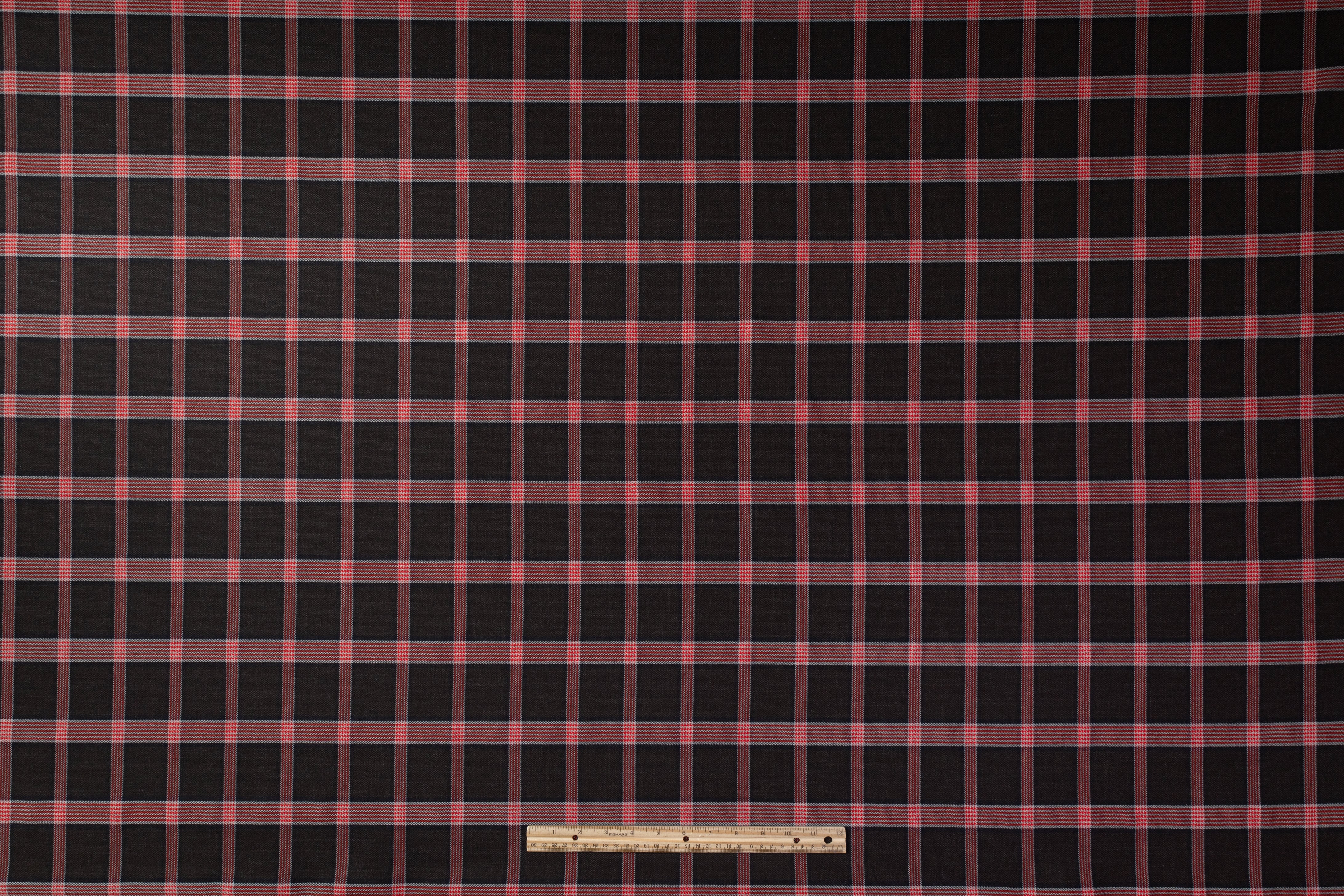 Checked Italian Stretch Wool Suiting - Brown / Navy / Red