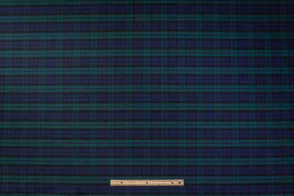Checked Italian Stretch Wool Suiting - Green / Navy