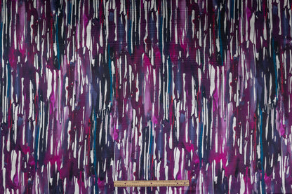 Abstract Italian Stretch Silk Charmeuse - Purple / Fuchsia / Blue