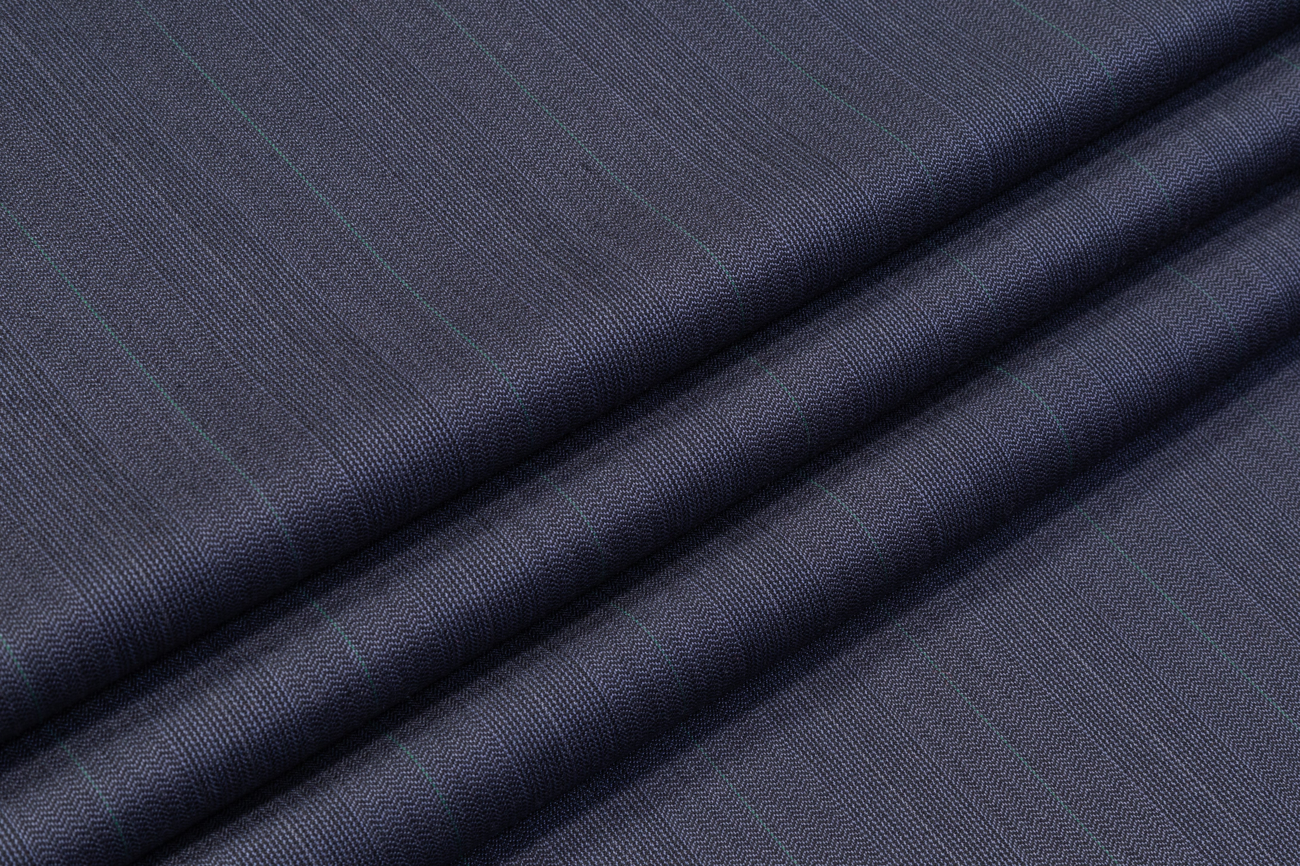 Marzotto - Striped Italian Wool Suiting - Blue Gray