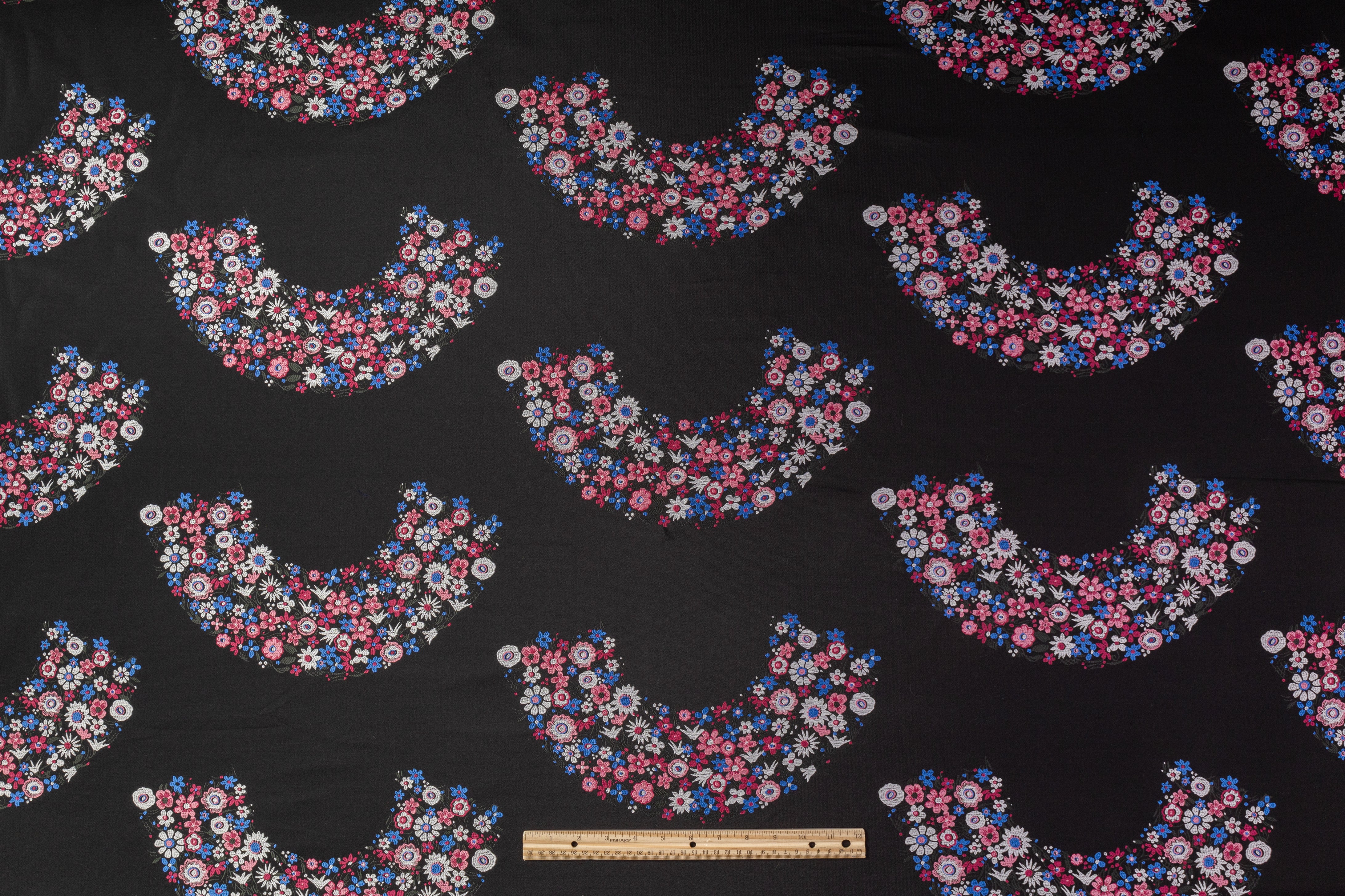 Valentino - Silk Blend Brocade - Black / Blue / Pink