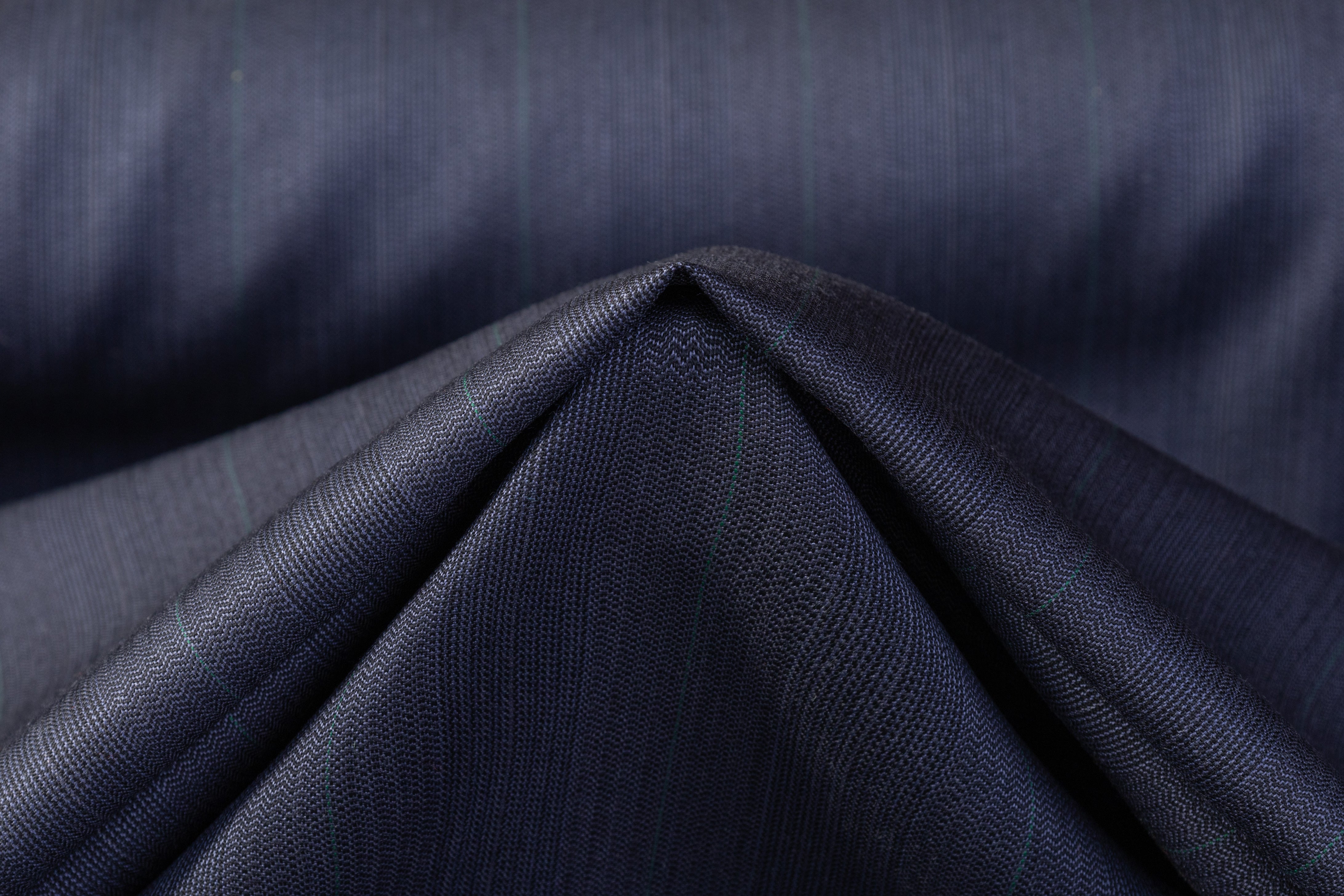 Marzotto - Striped Italian Wool Suiting - Blue Gray