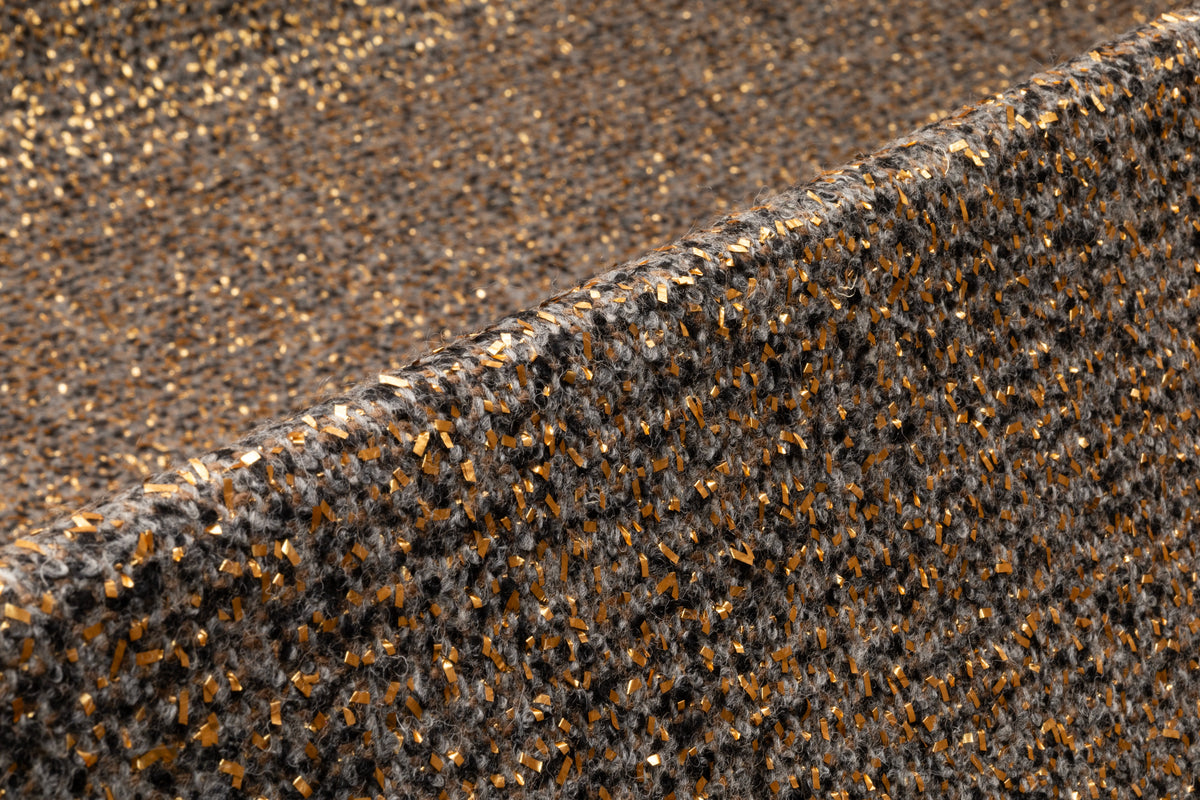Metallic Italian Wool Blend Tweed Bouclé Coating - Gray / Gold
