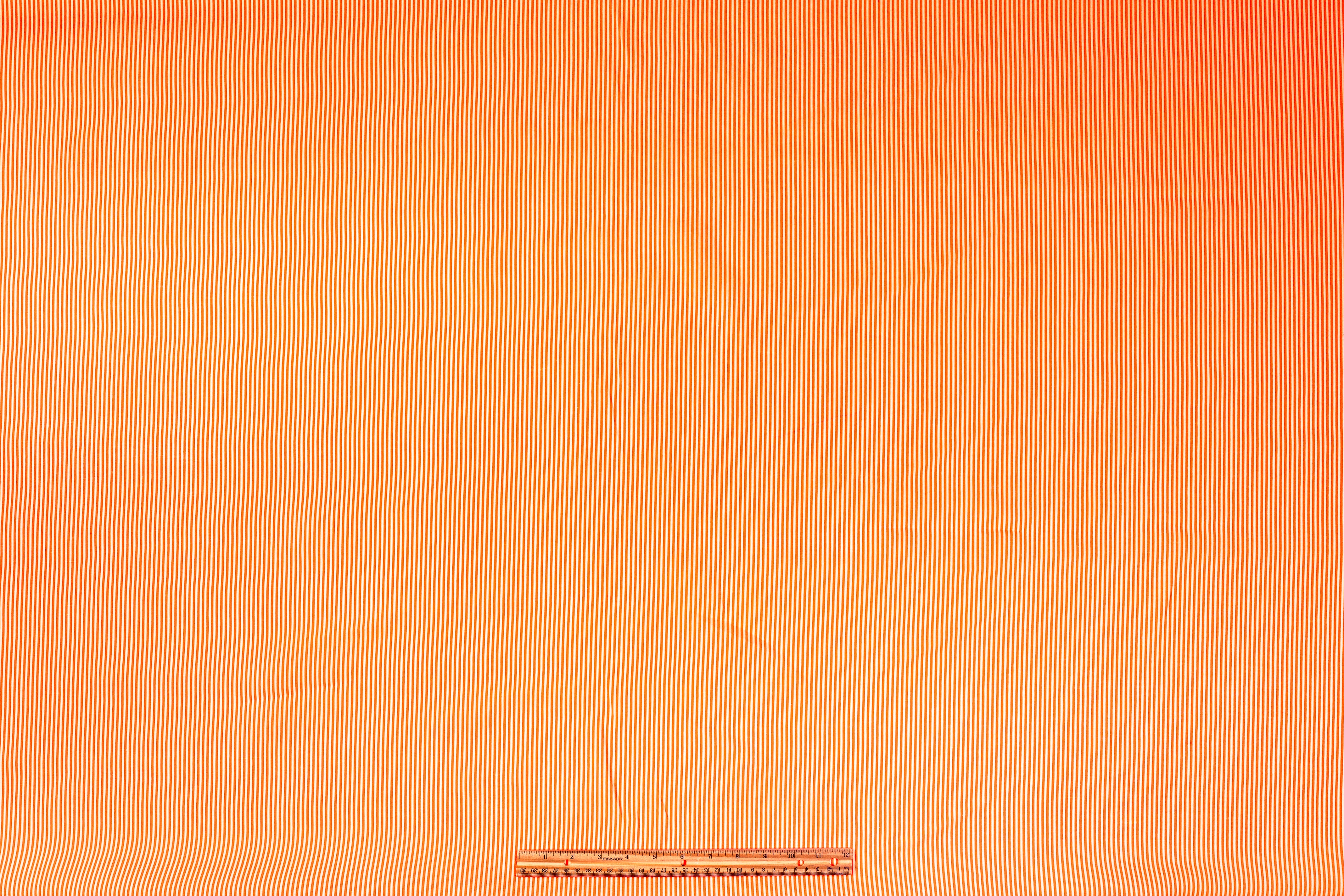 Striped Italian Linen - Orange / White